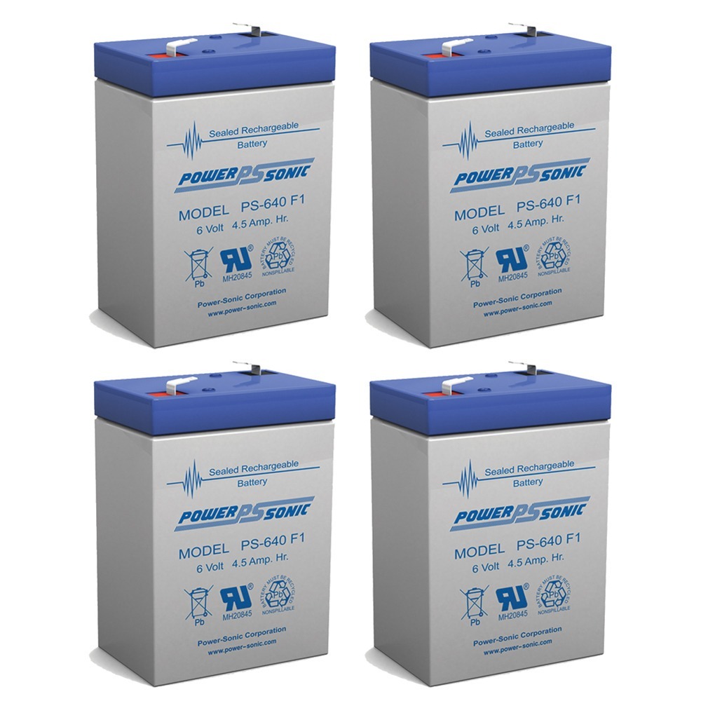 Power Sonic Ps 640fmp4185 6 Volt 4ah Rechargeable Sealed Lead Acid Sla Battery 6 Volt 4amp 4 Pack