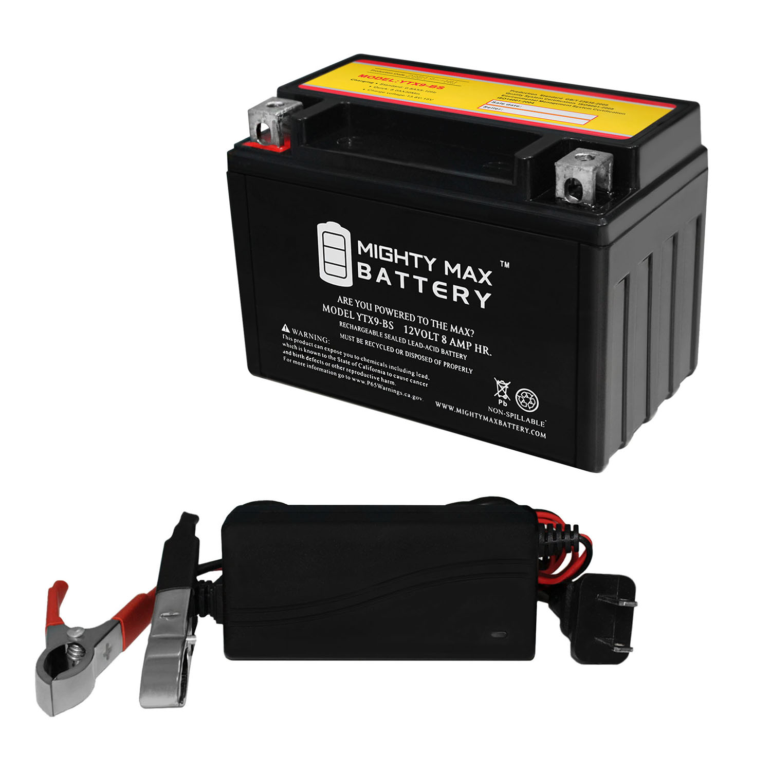 YTX9-BS Battery for Kawasaki KZ750L Bike + 12V 1Amp Charger