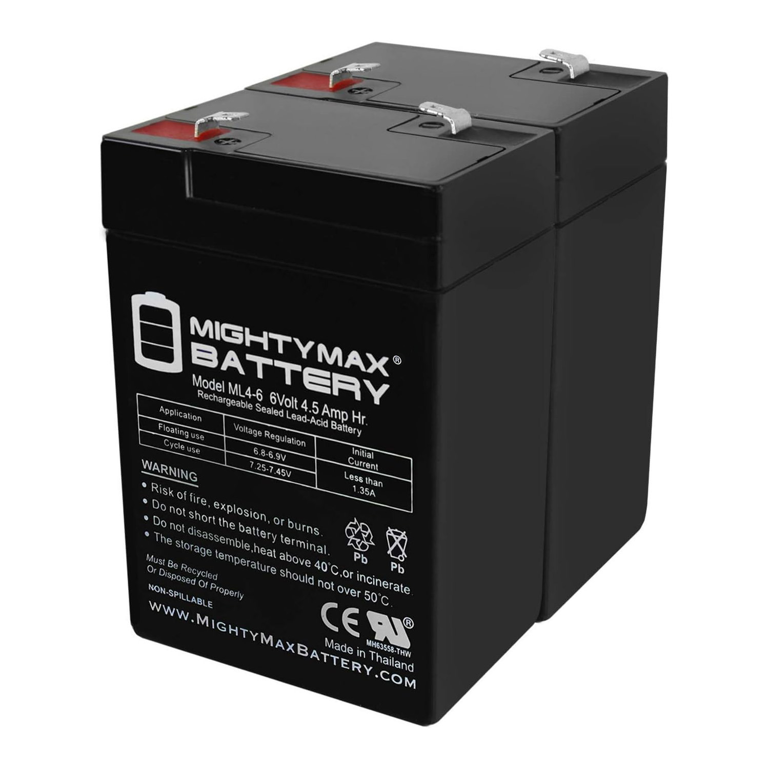 ML4-6 - 6V 4.5AH UPS Battery for Eagle Picher CF6V4.5 - 2 Pack