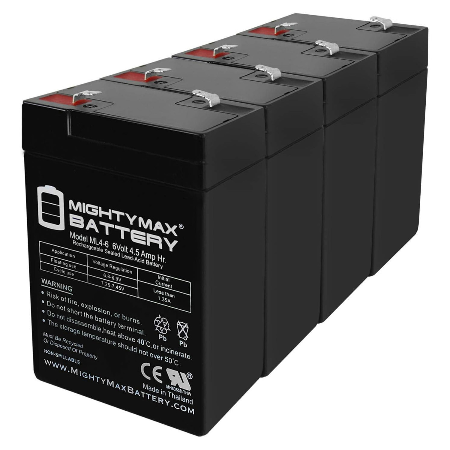 6V 4.5Ah Compatible UPS Battery for APC BACK-UPS BK200B - 4 Pack