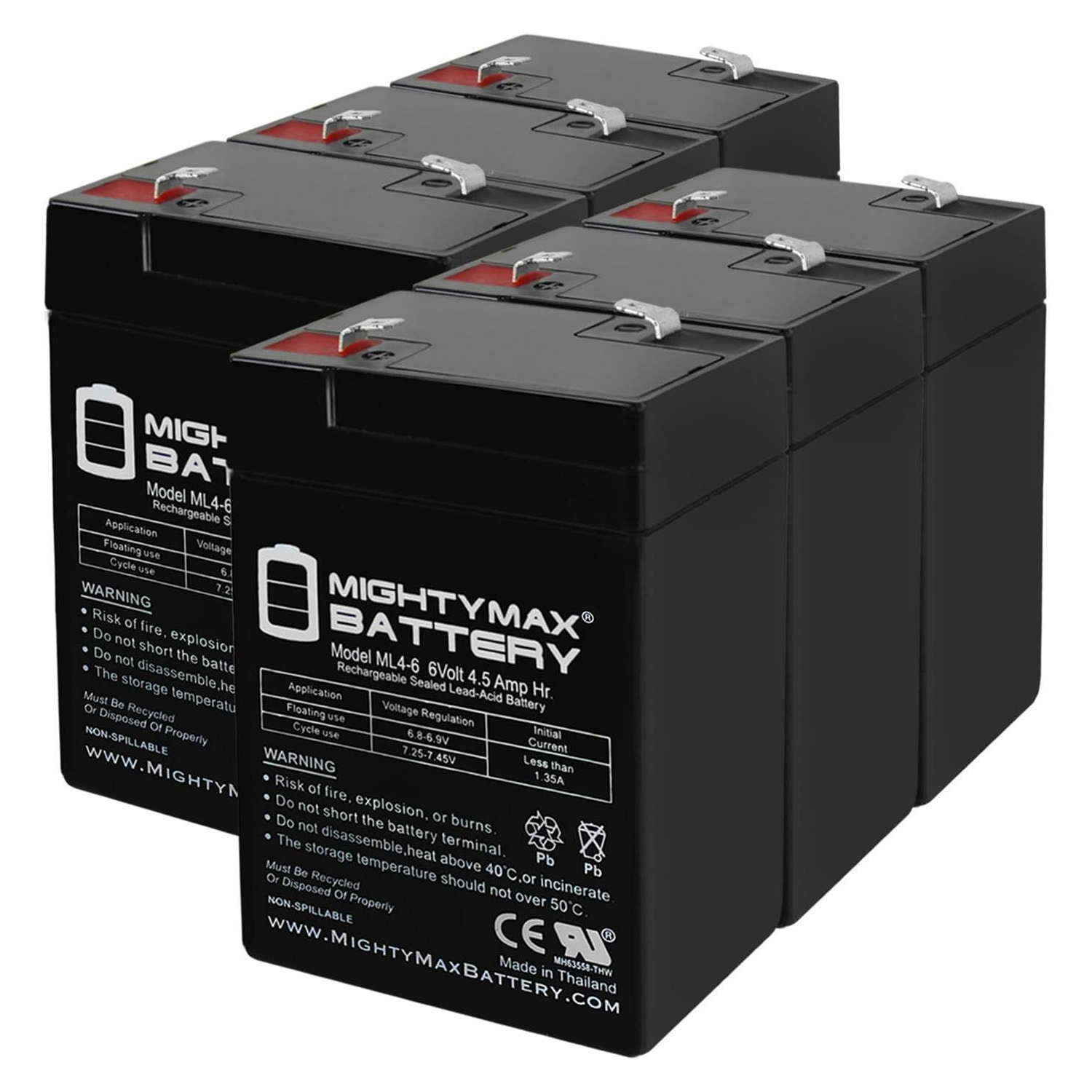 ML4-6 - 6V 4.5AH Lithonia H2NS1 R Replacement Battery - 6 Pack