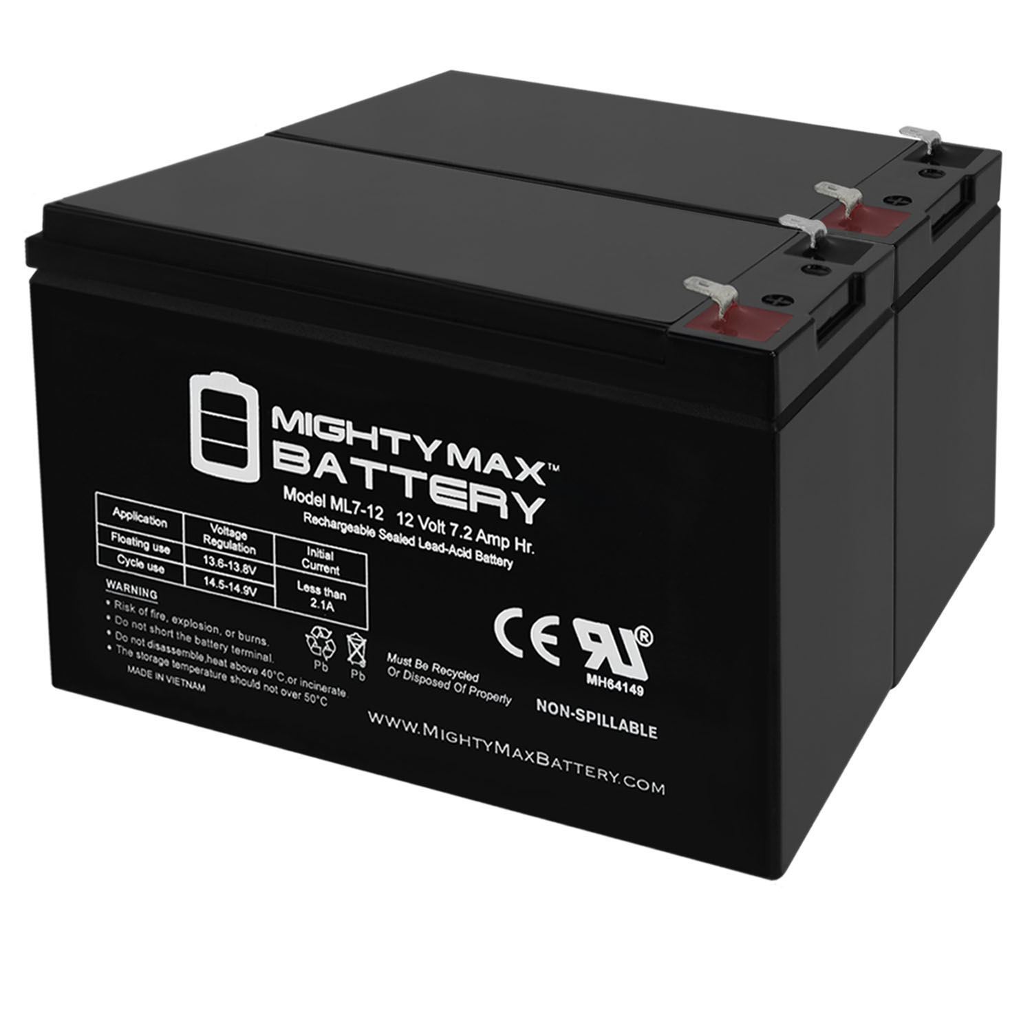 12V 7Ah Replacement Battery for Ademco 4140XMPT - 2 Pack