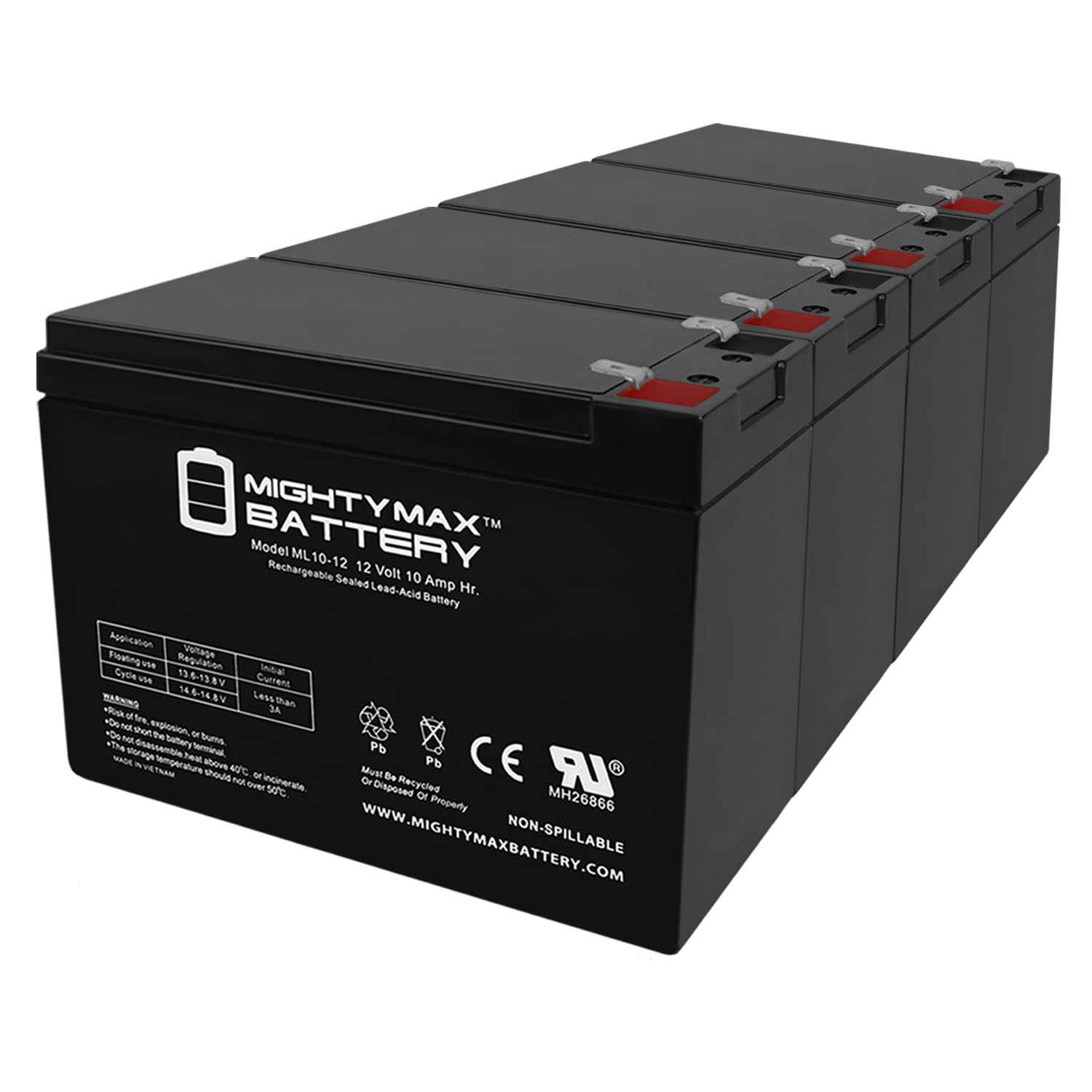 ML10-12 - 12V 10AH HGL10-12 FULLRIVER REPLACEMENT BATTERY - 4 Pack