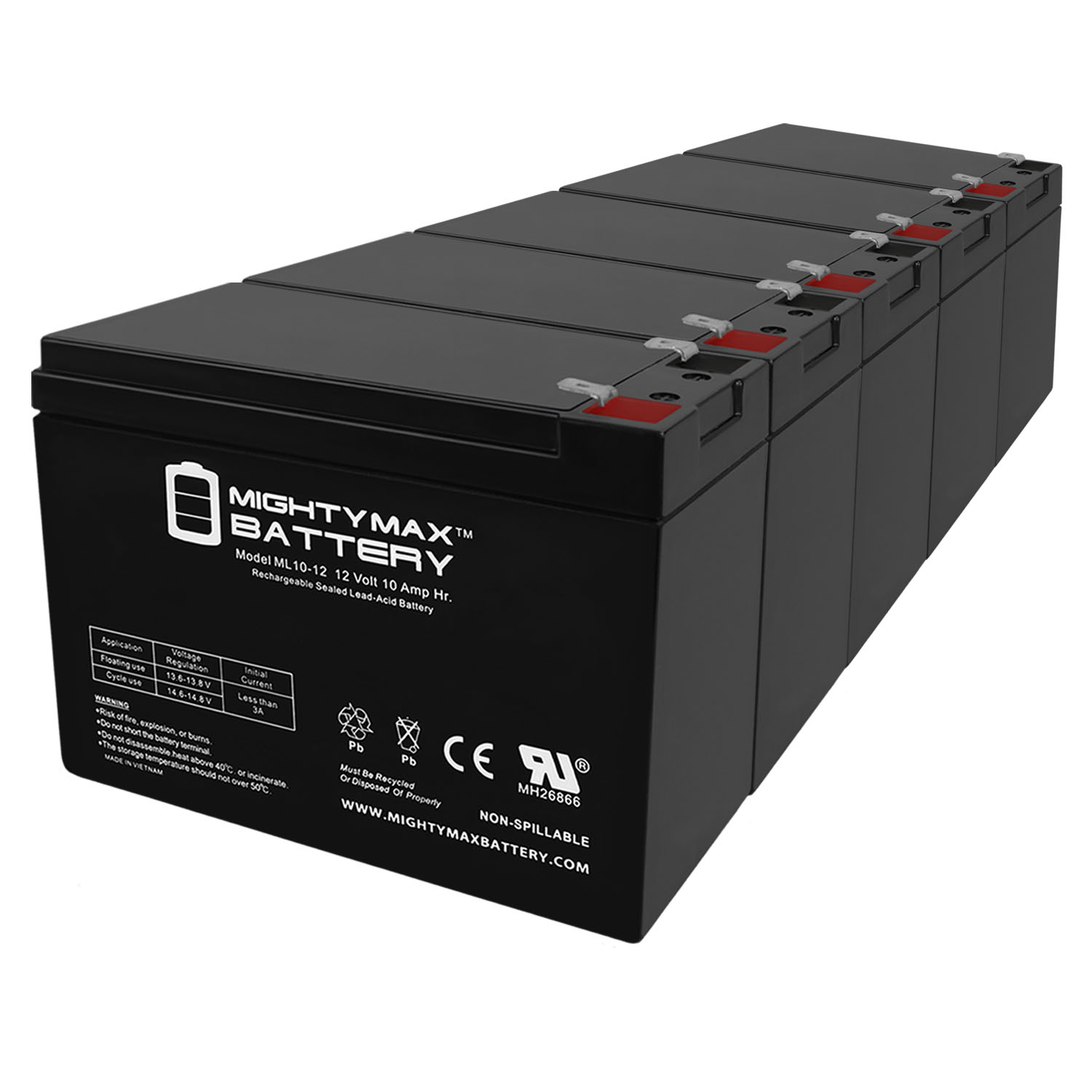 ML10-12 - 12V 10AH HGL10-12 FULLRIVER REPLACEMENT BATTERY - 5 Pack