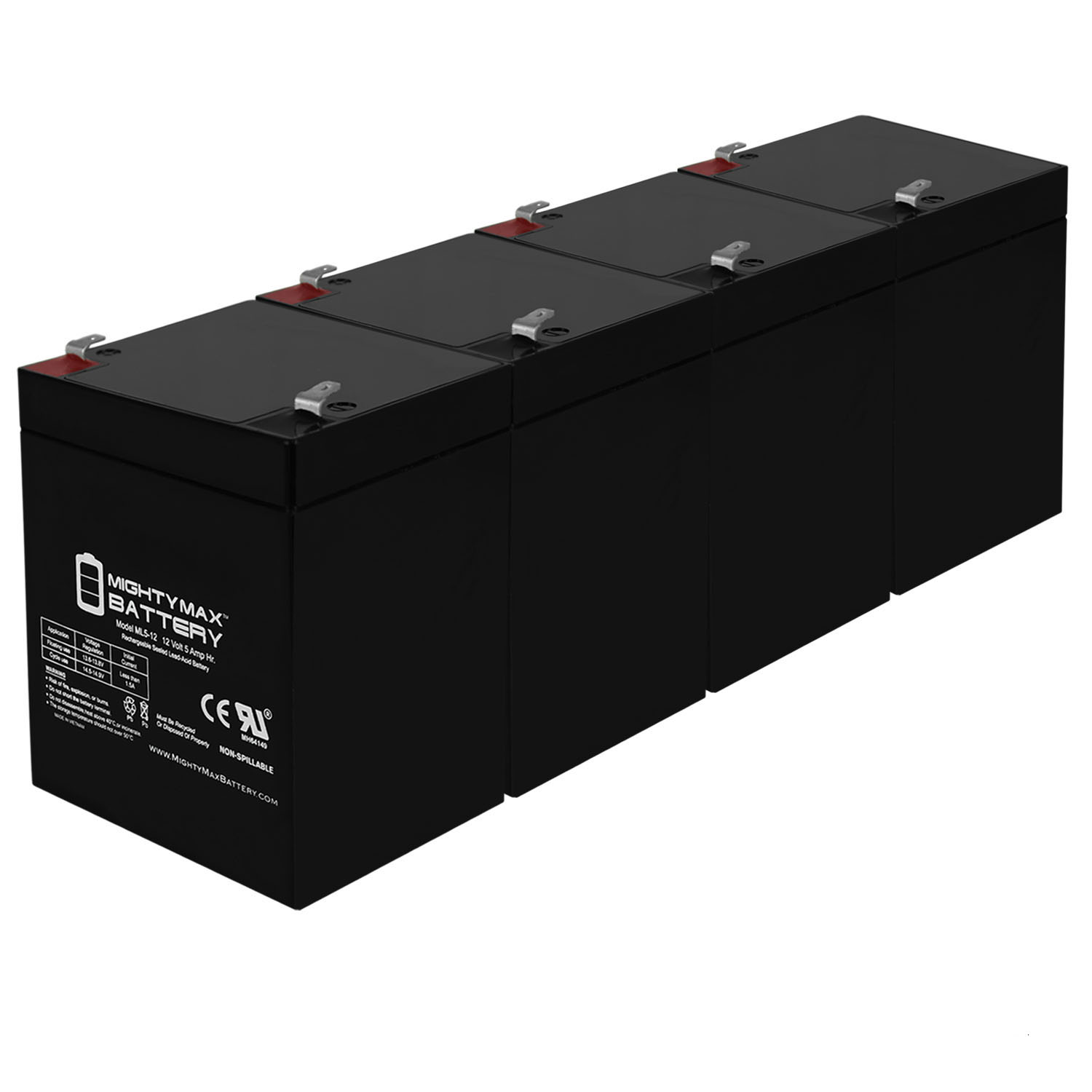 12V 5AH Currie eZip 130 Electric Scooter Battery - 4 Pack