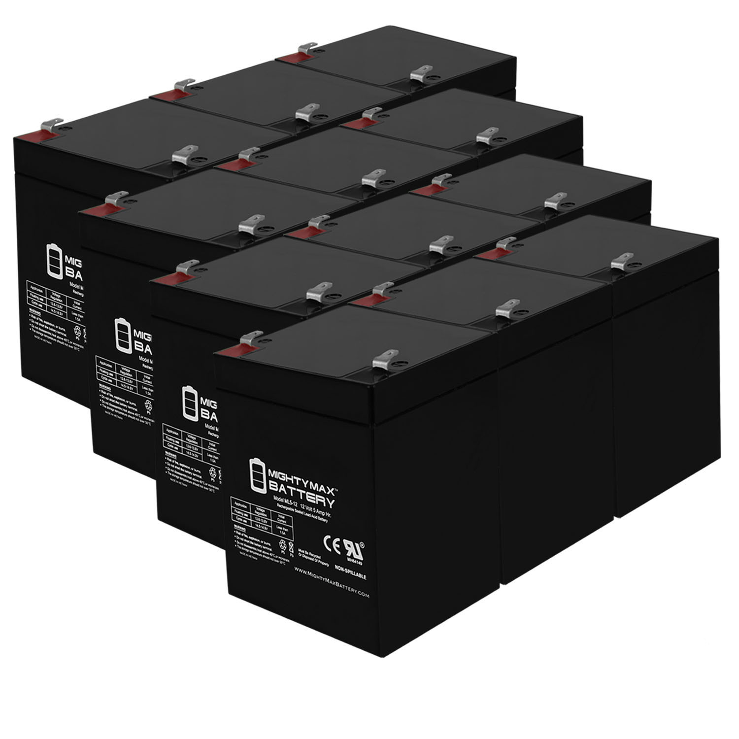 ML5-12 - 12V 5AH UPS Battery for Securitron BPS129 - 12 Pack