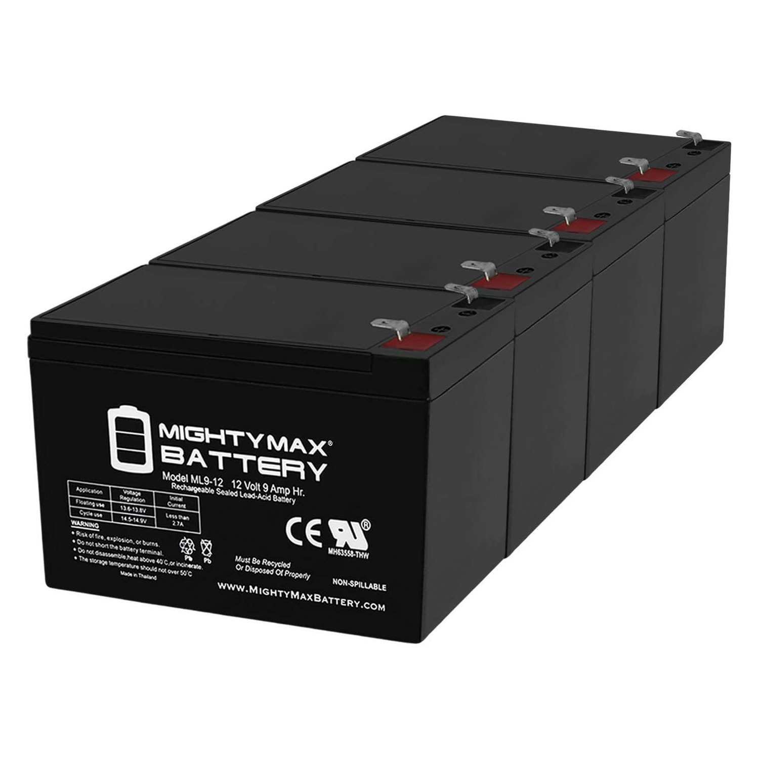 Altronix AL600ULX 12V, 9Ah Lead Acid Battery - 4 Pack