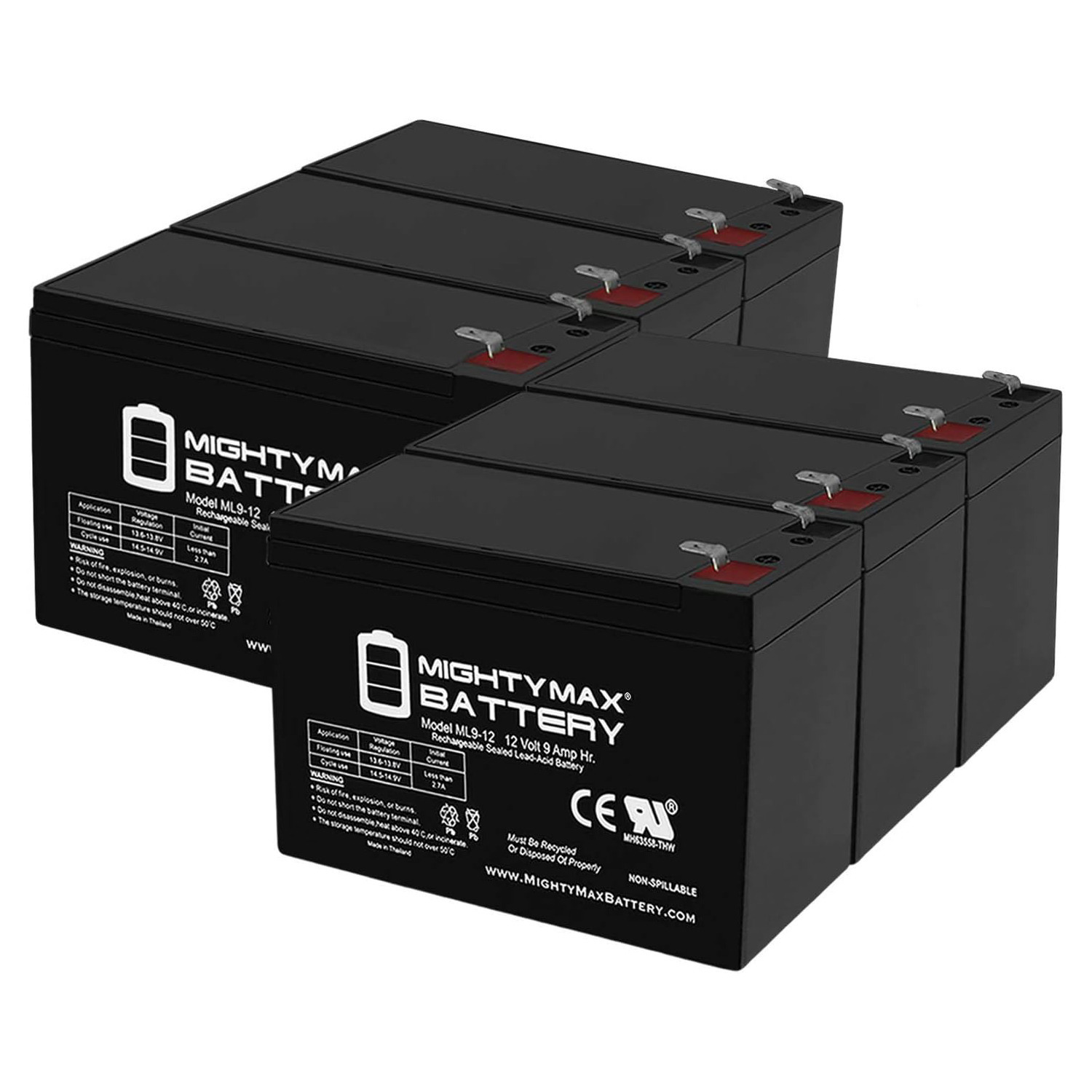 Altronix SMP10PM12P8CB 12V, 9Ah Lead Acid Battery - 6 Pack