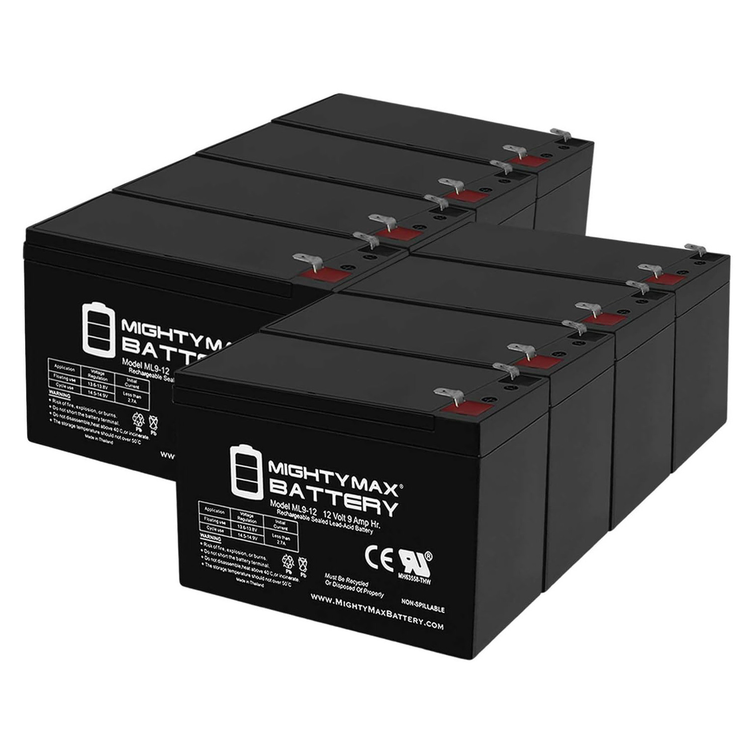 Altronix AL600ULX 12V, 9Ah Lead Acid Battery - 8 Pack