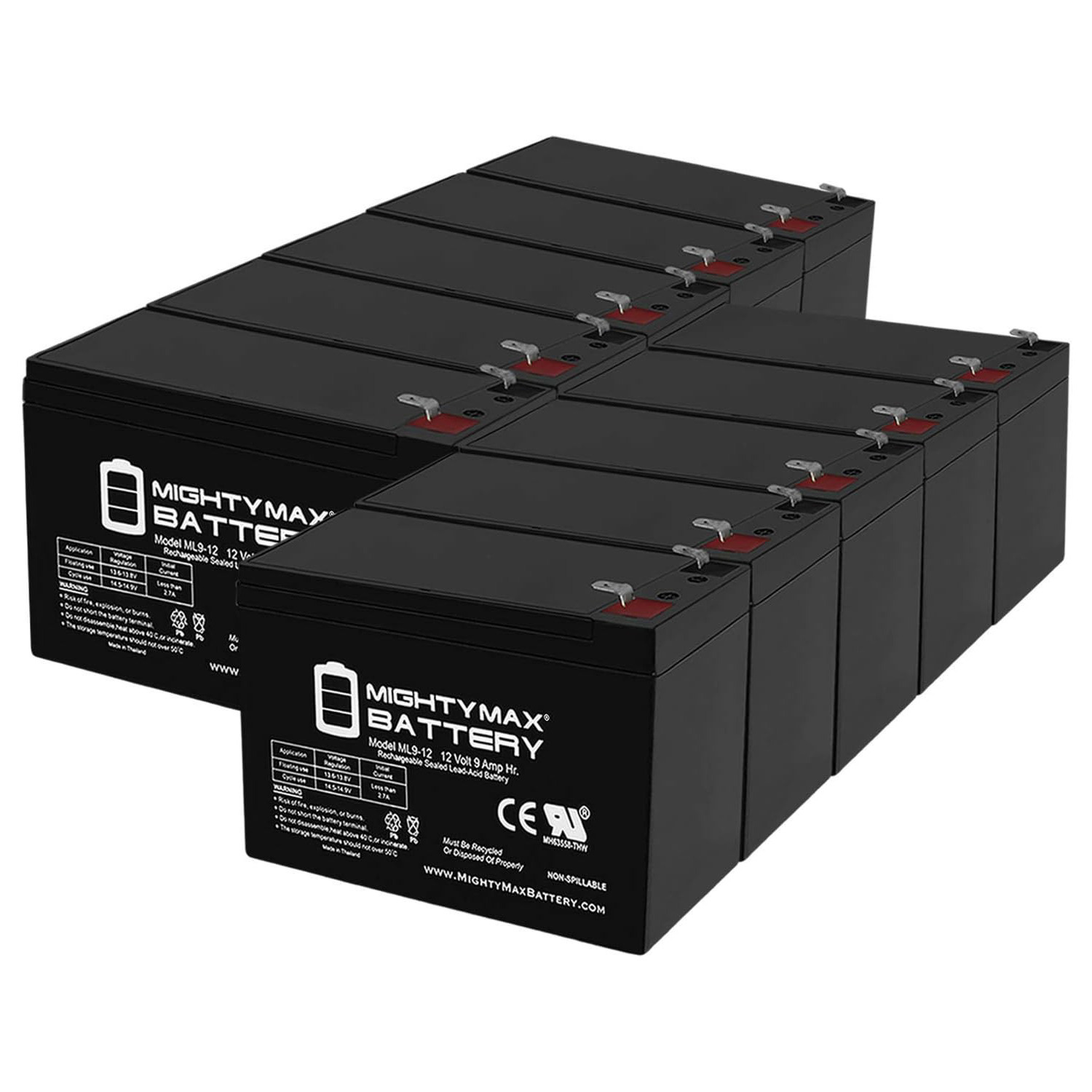 Altronix SMP7PMCTXPD8 12V, 9Ah Lead Acid Battery - 10 Pack