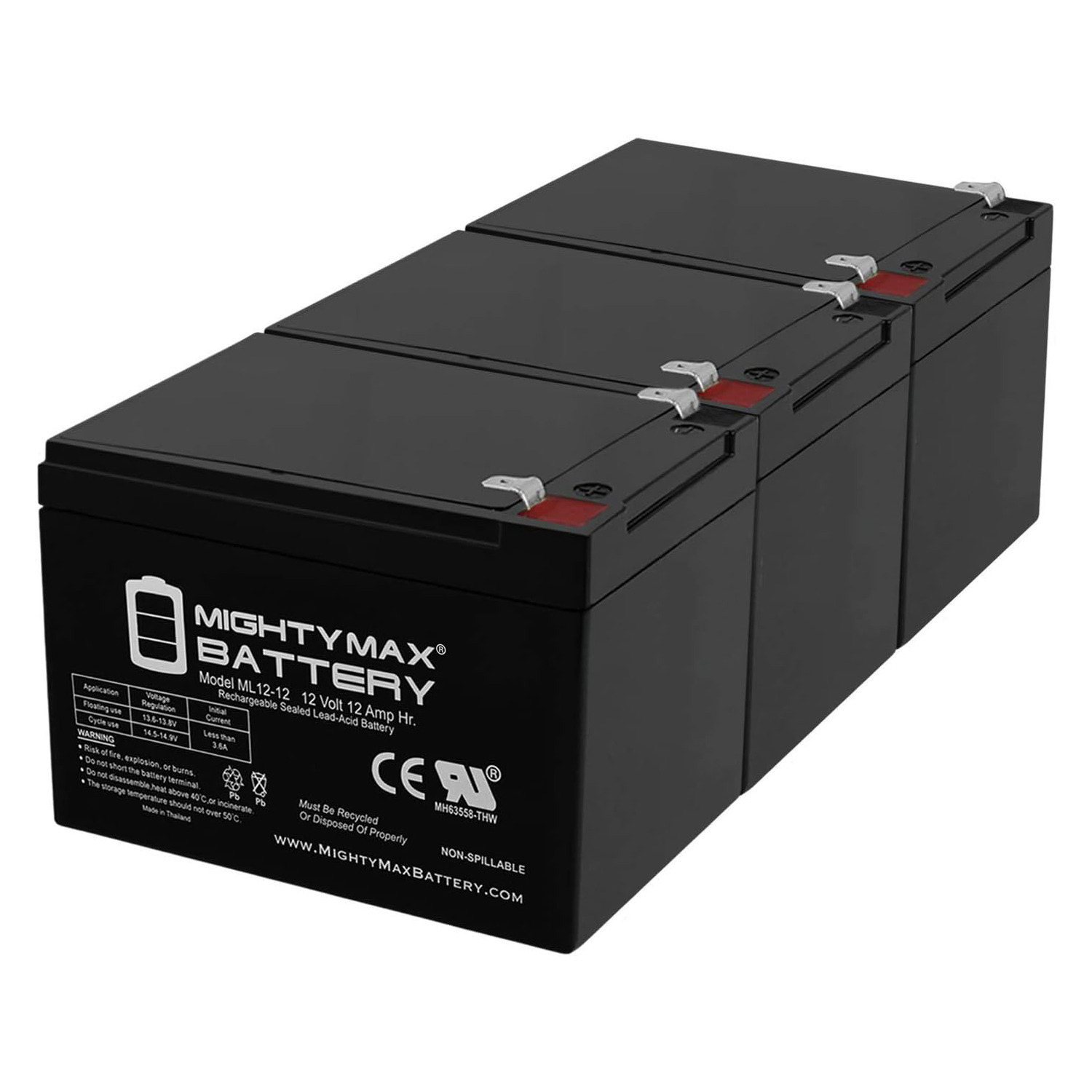 ML12-12 - 12V 12AH F2 Replacement Battery for APC SU1000X127 SU1000X93 - 3 Pack