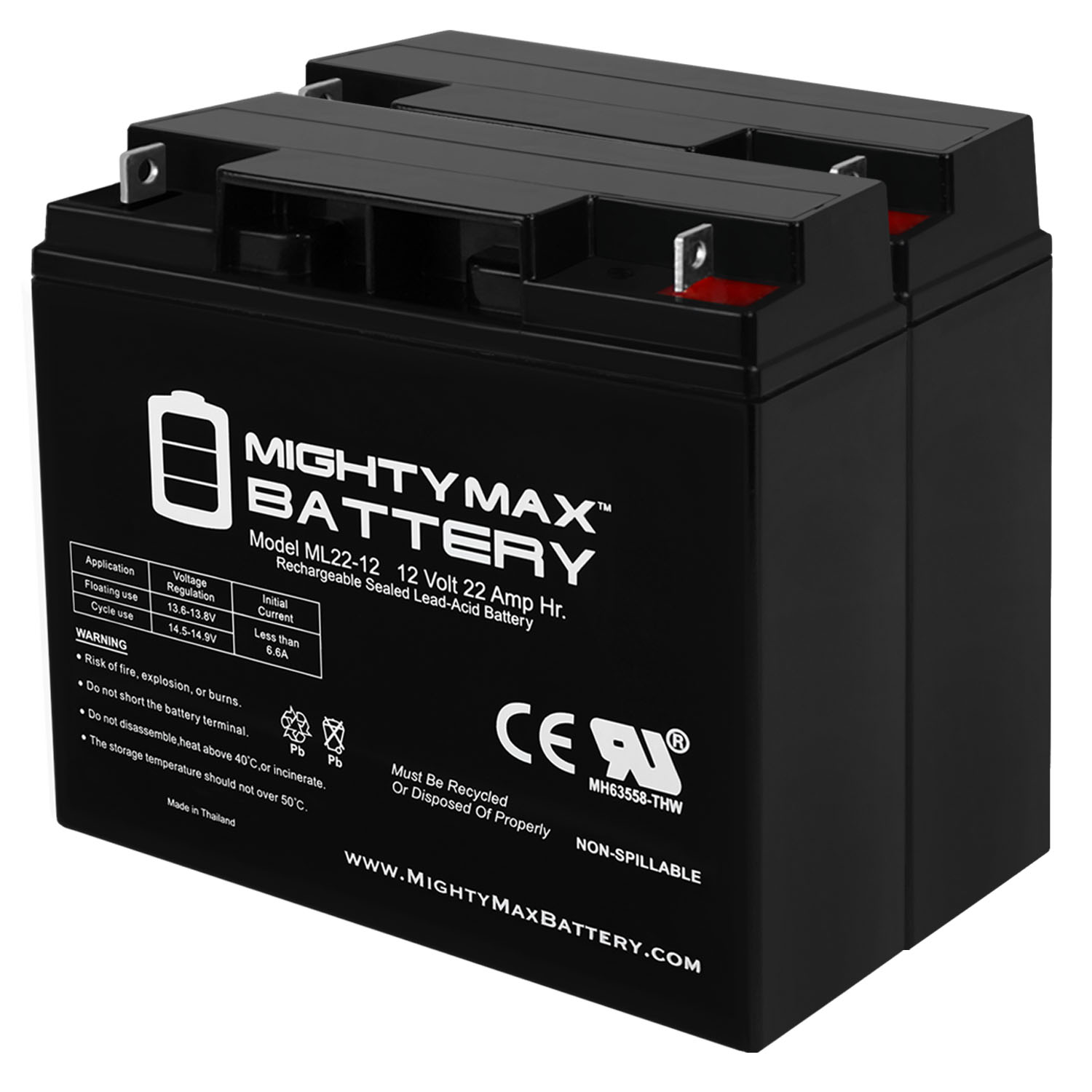 ML22-12 12V 22AH Replacement Battery compatible with BMW K1200LT K1200RS 51913 - 2 Pack