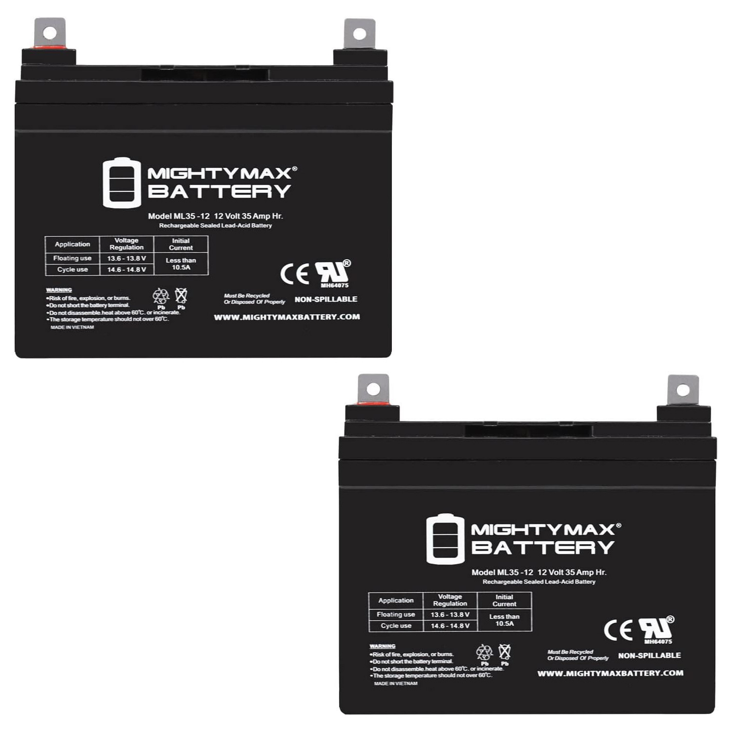 ML35-12 - 12V 35AH Alpha Technology UPS1295 Replacement Battery - 2 Pack