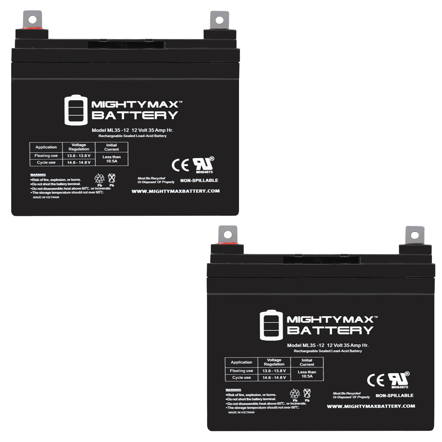 12V 35AH Mobility Value Shopper EXT350 HD450 Wheelchair Battery - 2 Pack