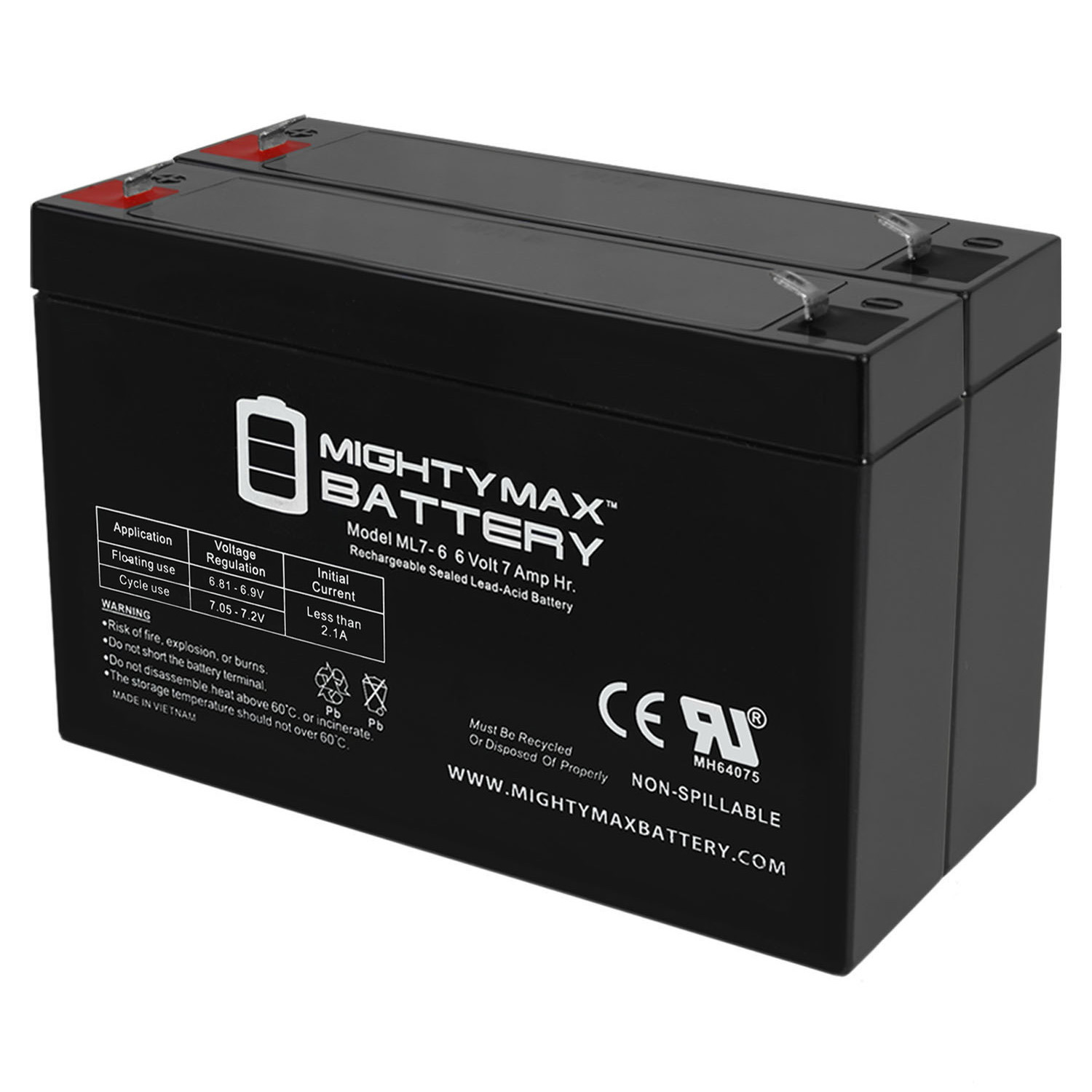 6V 7Ah UPS Battery for Lithonia LLBE-1 - 2 Pack