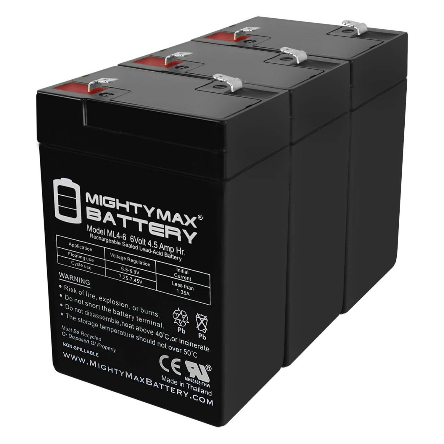 6V 4.5Ah Compatible UPS Battery for APC BACK-UPS BK200B - 3 Pack