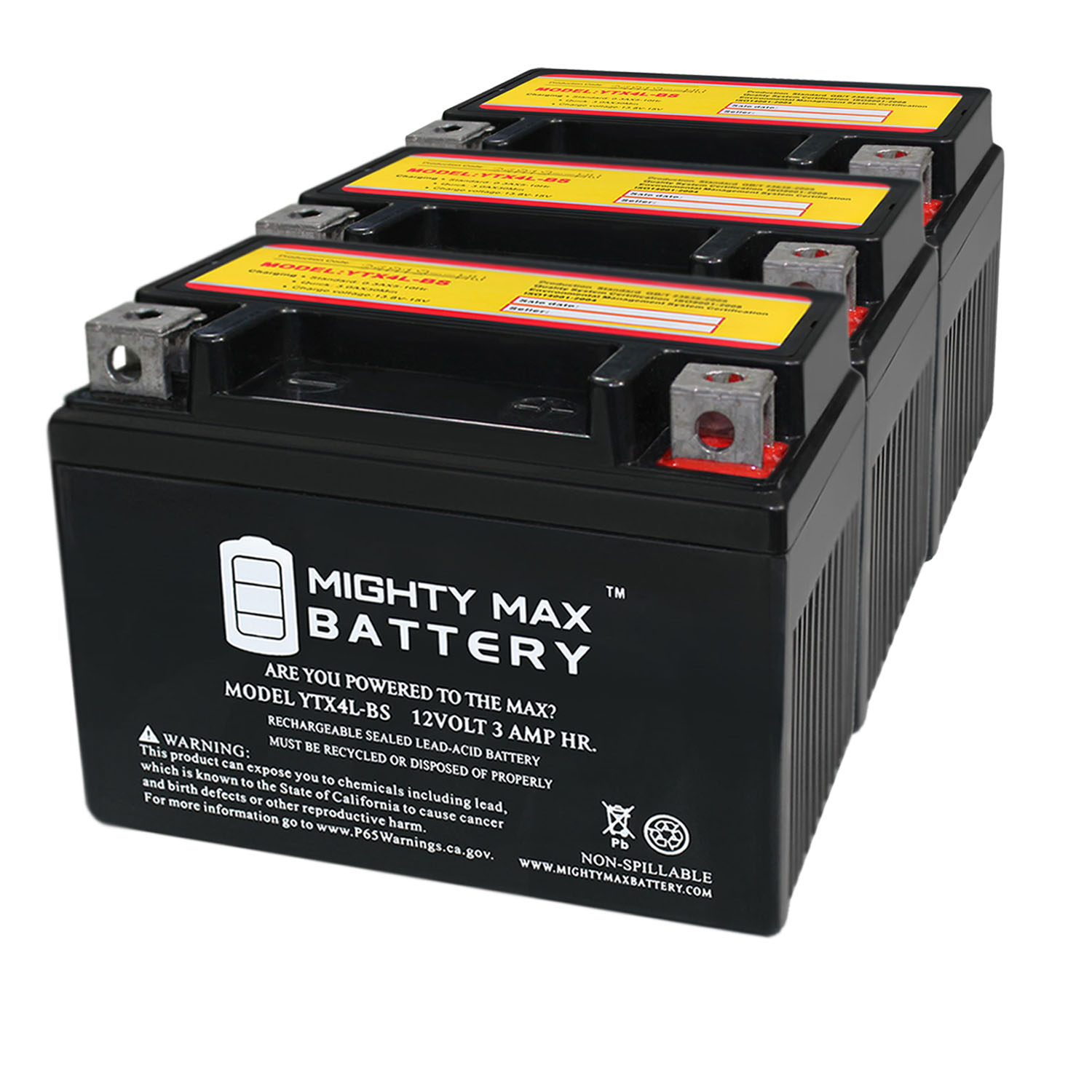 YTX4L-BS Battery Replacement for AWM UPG Power Sports Battery - 3 Pack