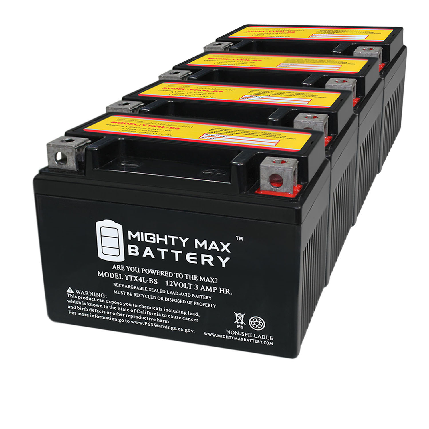 YTX4L-BS Battery Replacement for AWM UPG Power Sports Battery - 4 Pack