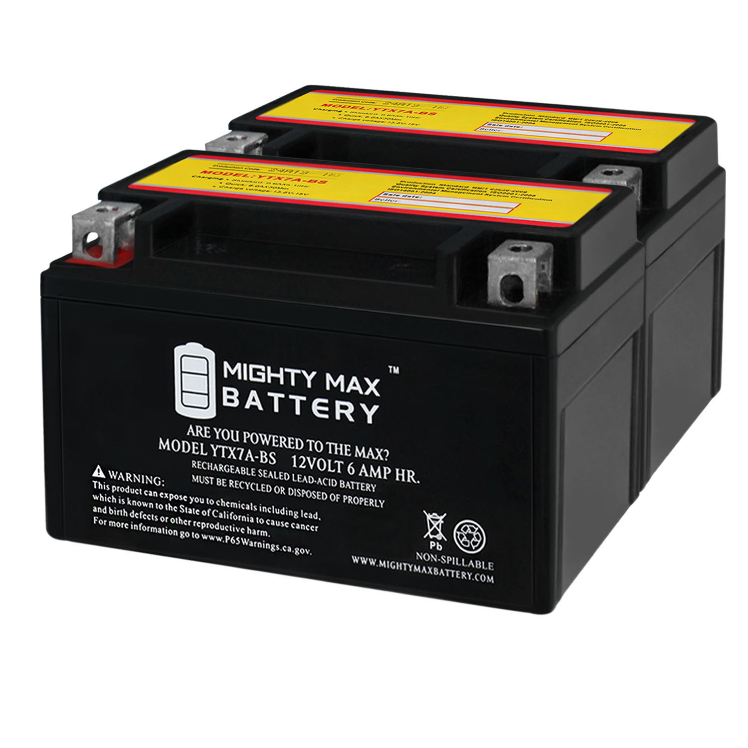 YTX7A-BS Battery for Aprilia 450 RXV450 (2008-2010) - 2 Pack