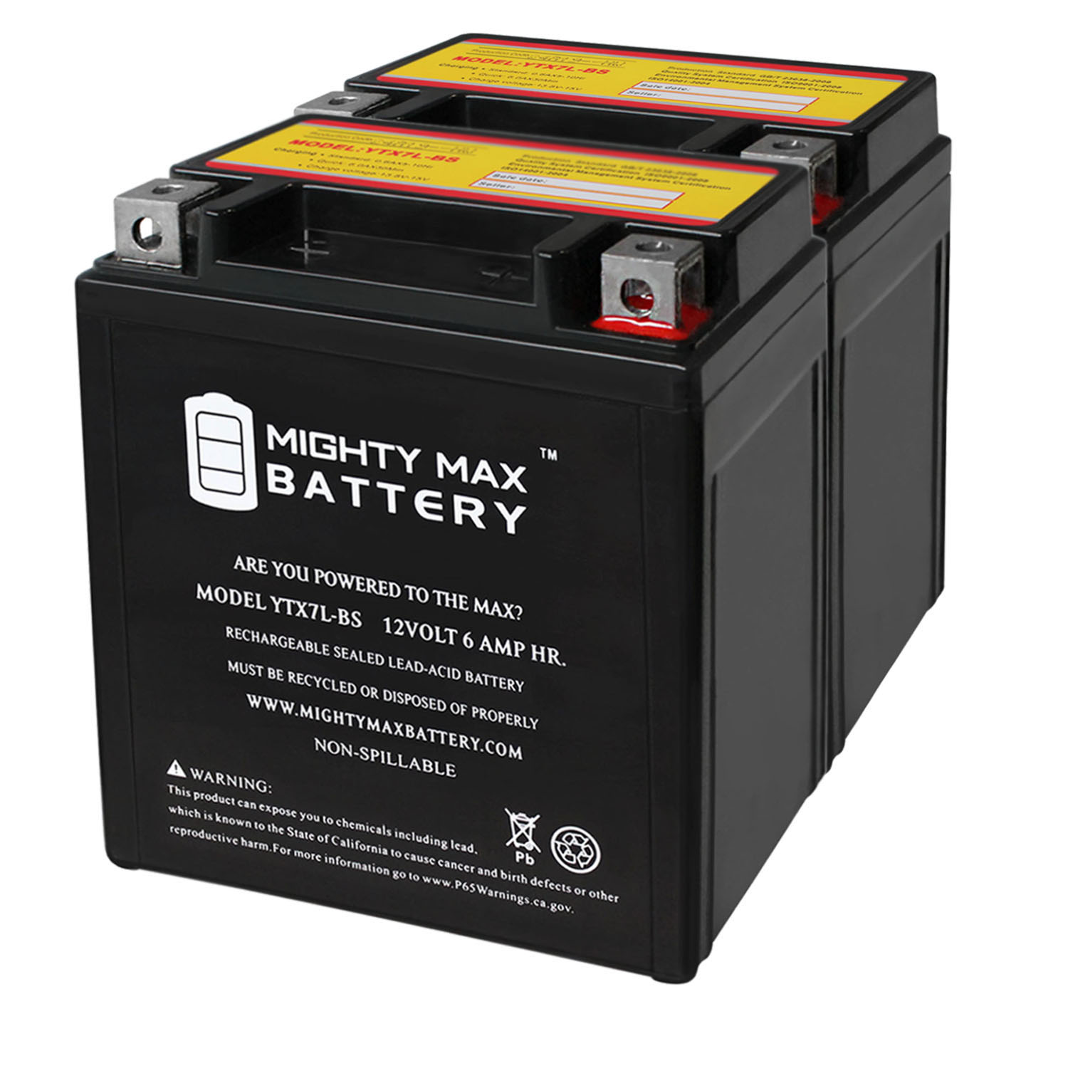 YTX7L-BS 12v 6Ah Battery for Bimota 900 DB3 Mantra 1997-1999 - 2 Pack