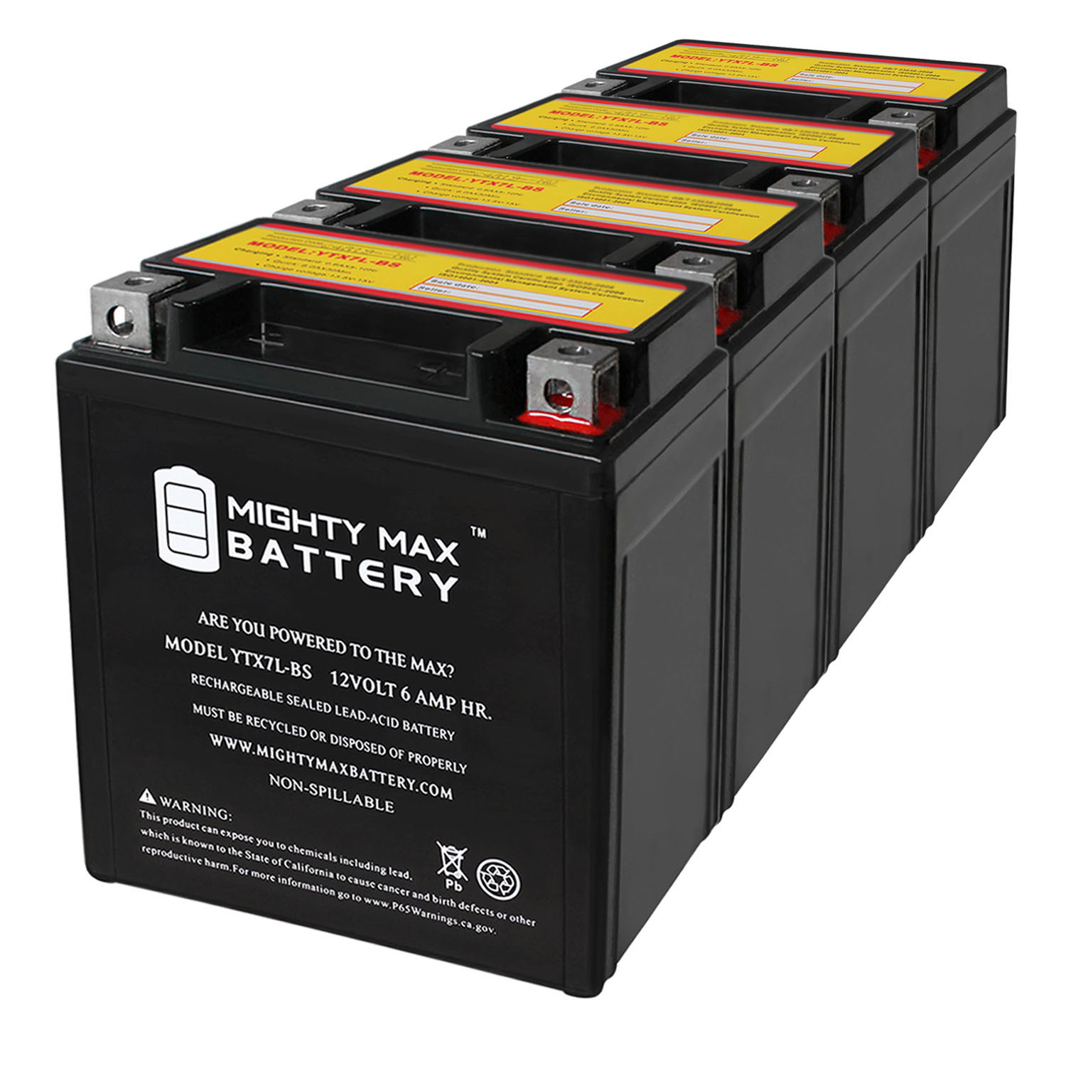 YTX7L-BS 12v 6Ah Battery for Bimota 900 DB3 Mantra 1997-1999 - 4 Pack