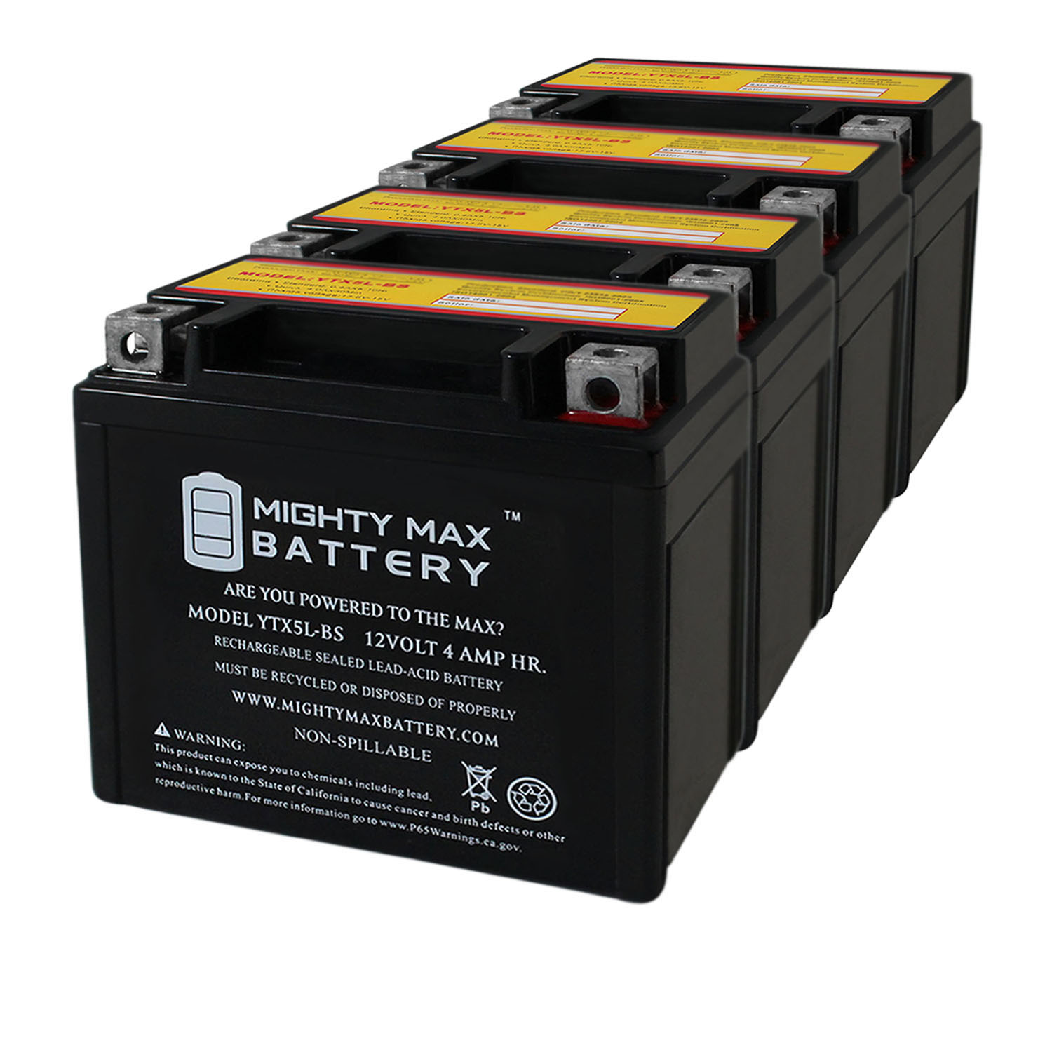 YTX5L-BS SLA Battery for E-TON 50 Matrix 50 2012 - 4 Pack