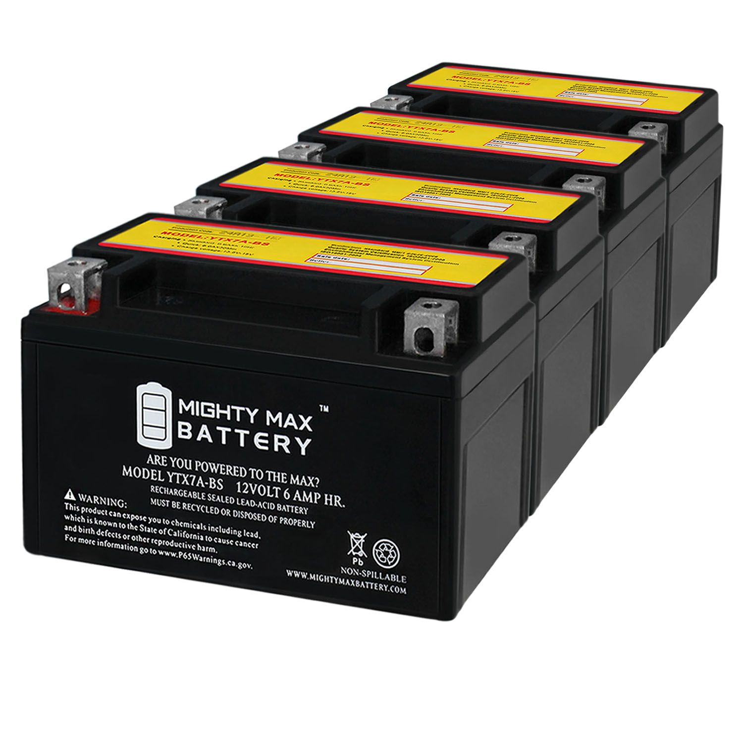 YTX7A-BS Battery Replacement for Motocross M32X7A - 4 Pack