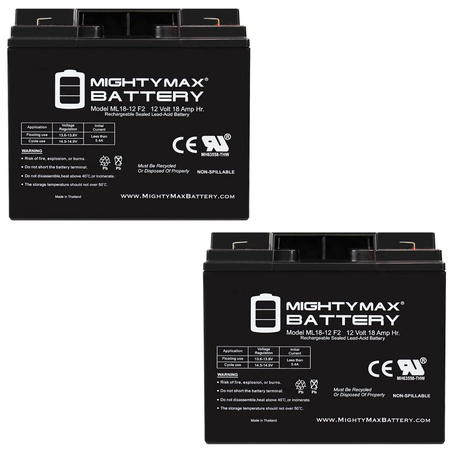 12V 18AH F2 Replacement Battery for Protection One BT0353N - 2 Pack