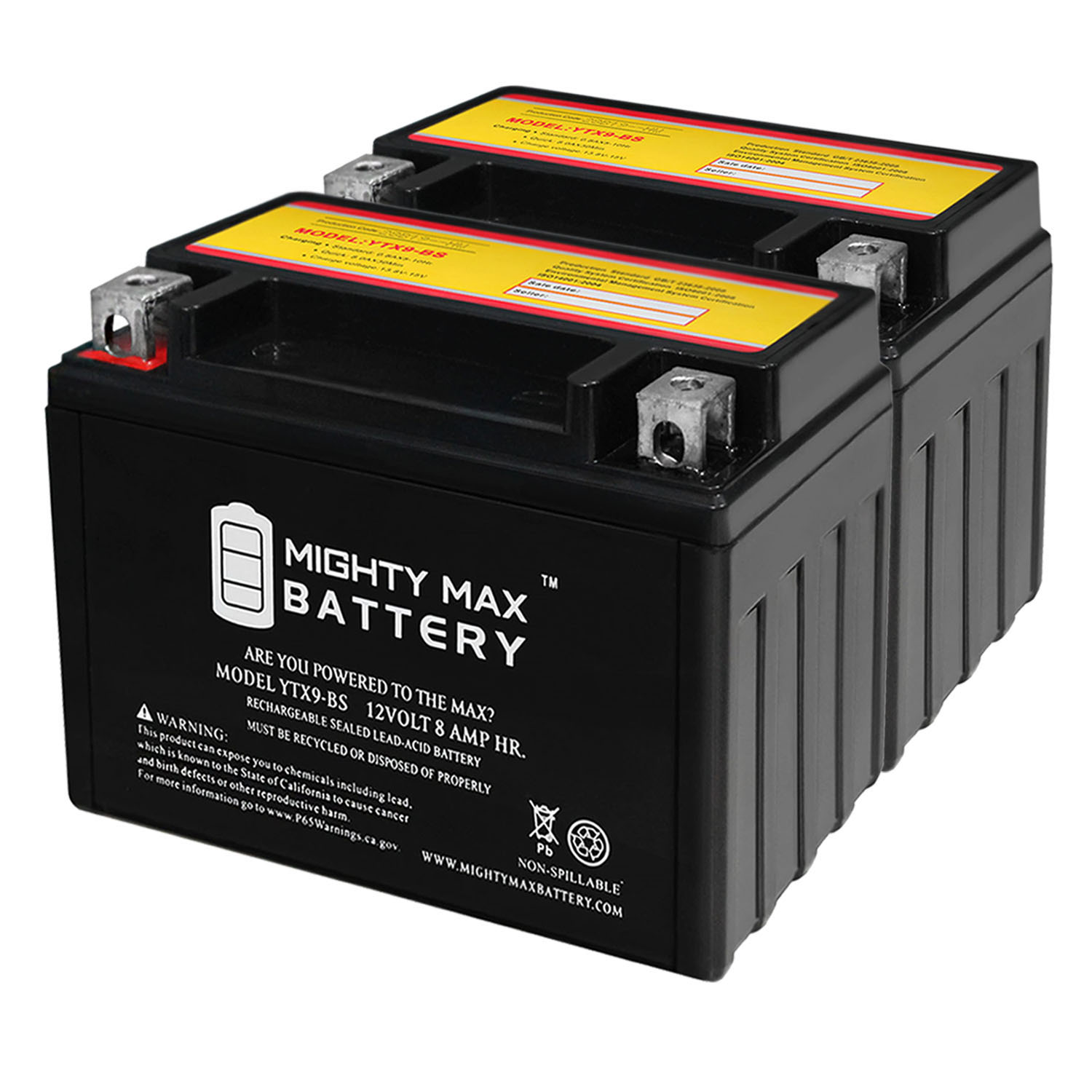 YTX9-BS SLA Replacement Battery for Poweroad YG9-BS - 2 Pack