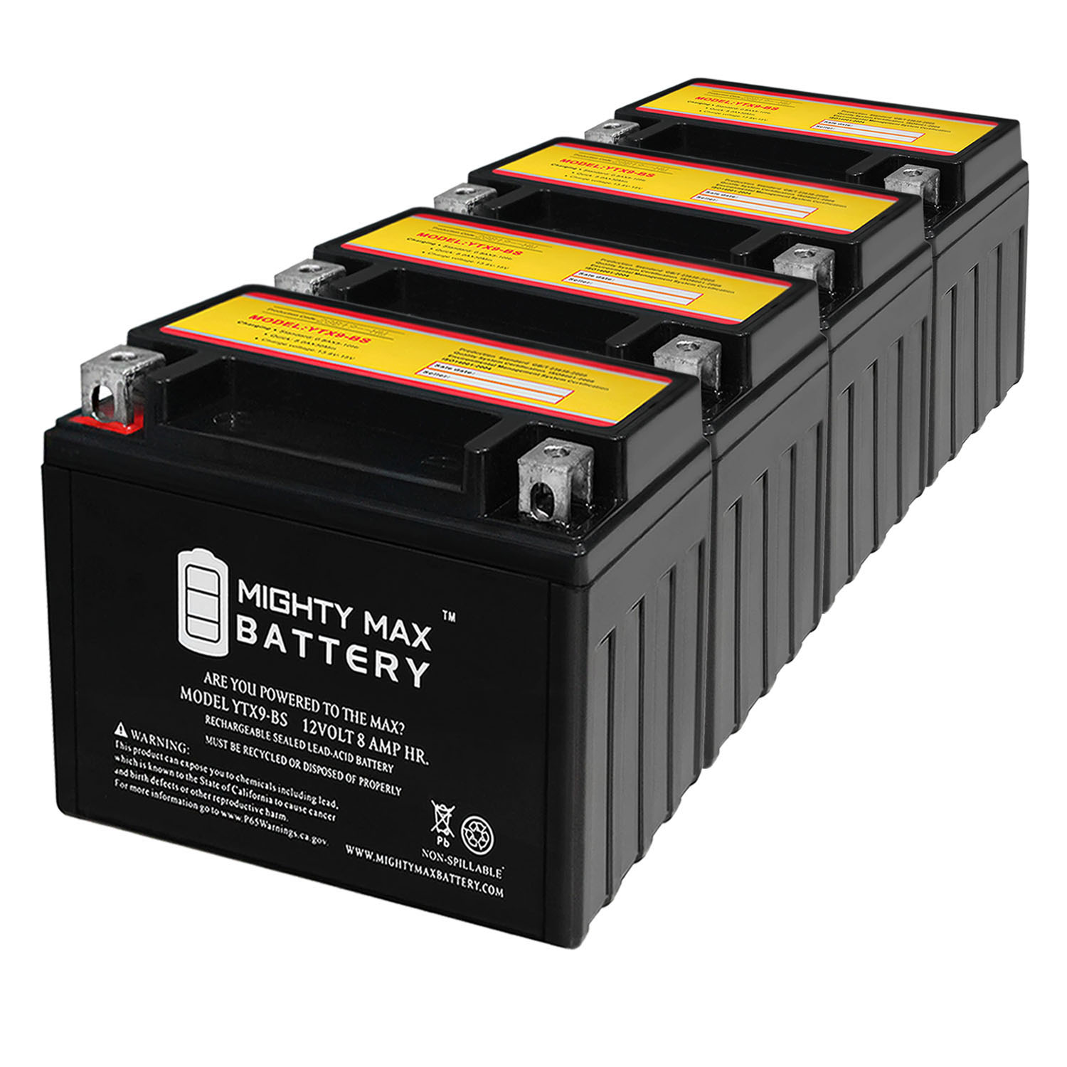 YTX9-BS SLA Replacement Battery for Poweroad YG9-BS - 4 Pack