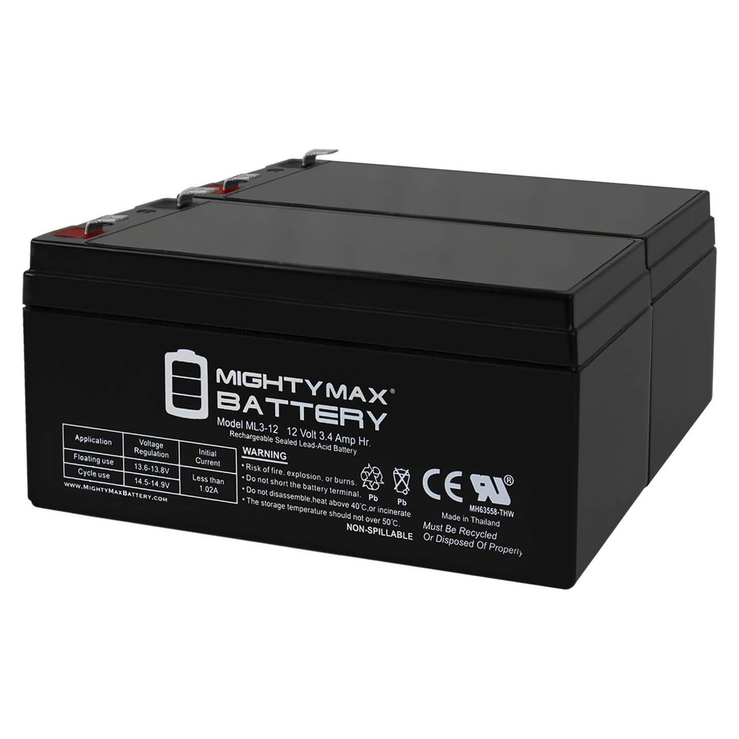 12V 3AH SLA Replacement Battery for Media Analyzer Spacelabs - 2 Pack