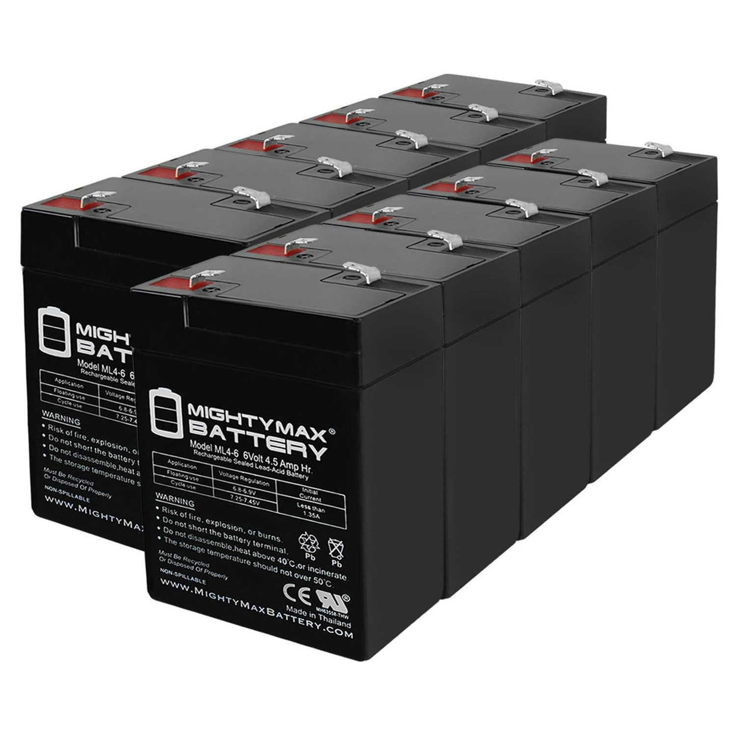 6V 4.5AH SLA Replacement Battery for Astralite EU-1 - 10 Pack