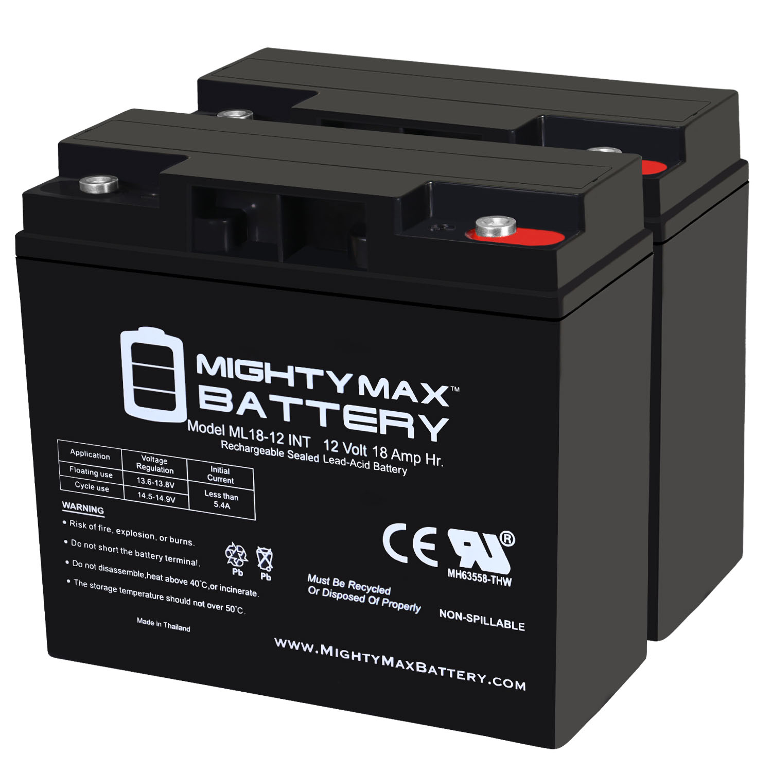 12V 18AH INT Replacement Battery for CTM HS-320 Wheelchair - 2 Pack