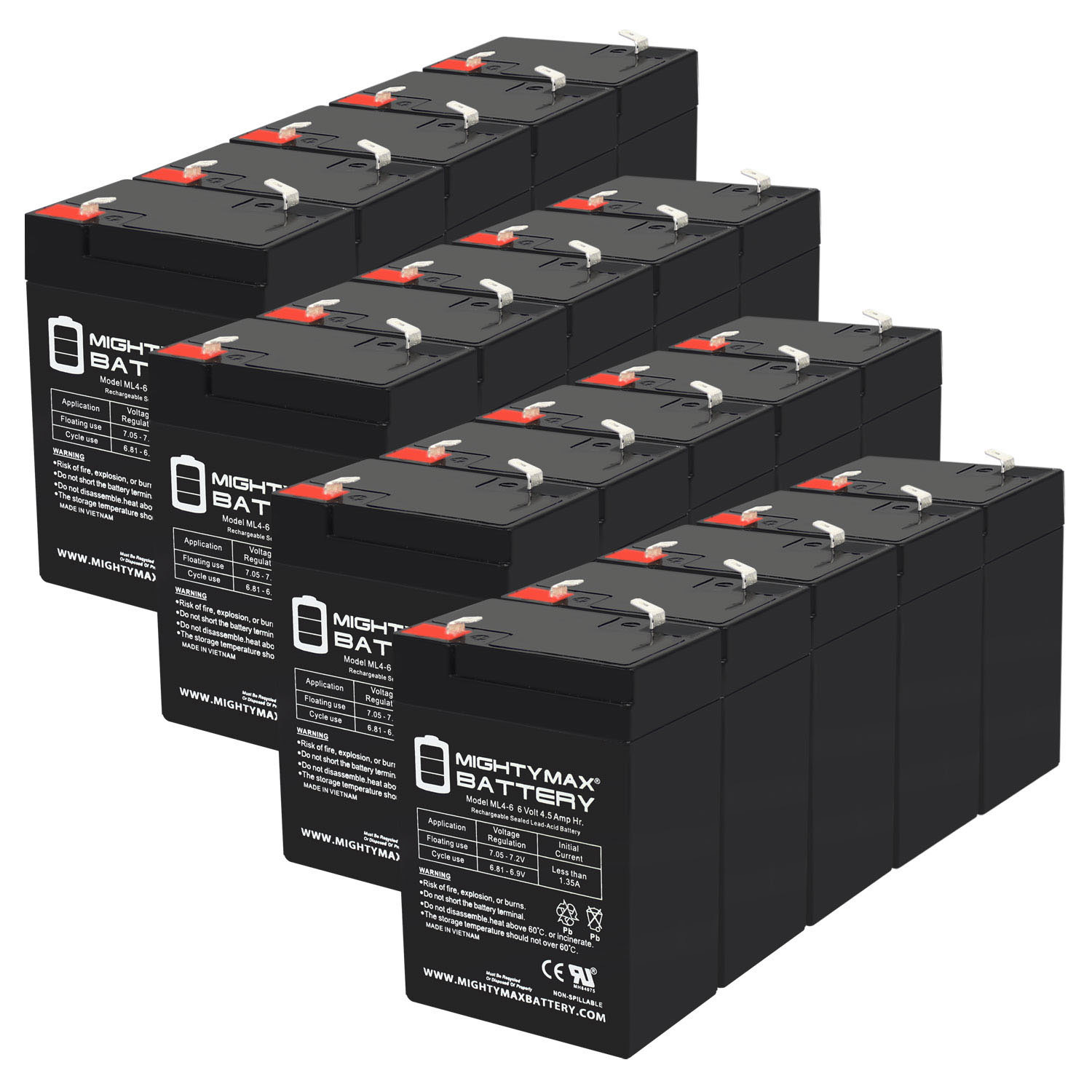 6V 4.5AH SLA Replacement Battery for Prescolite RB, E81914000 - 20 Pack