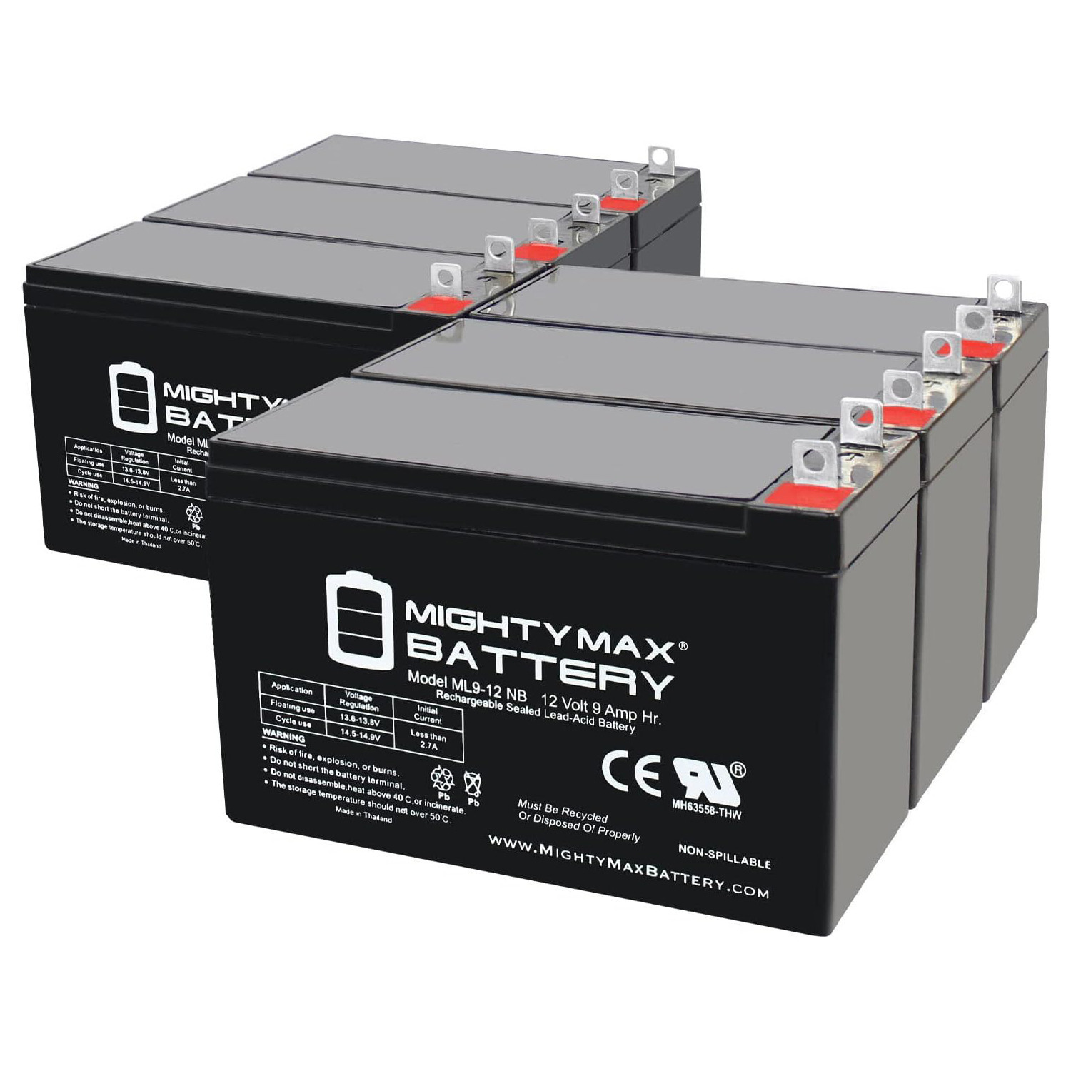 12V 9AH SLA Replacement Battery for Generac GP8000E Electric Generator - 6 Pack