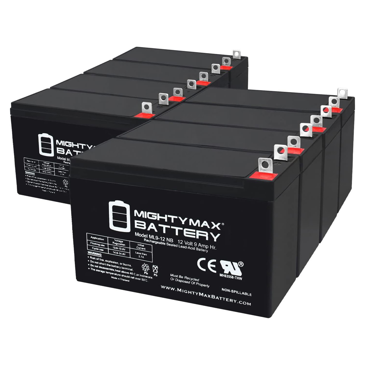 12V 9AH SLA Replacement Battery for Generac GP8000E Electric Generator - 8 Pack