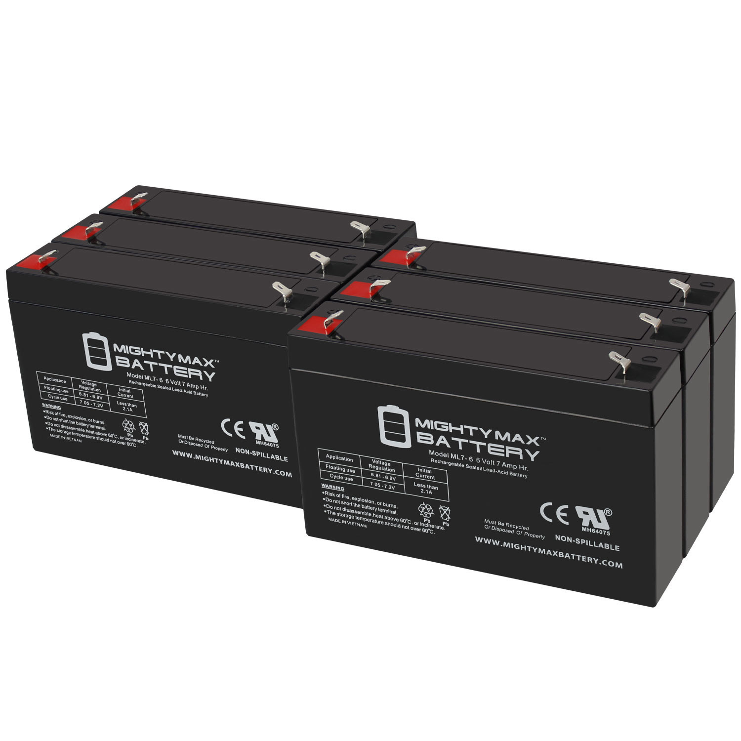 6V 7Ah SLA Replacement Battery for Patrol Marshall FireTruck 1500 - 6 Pack