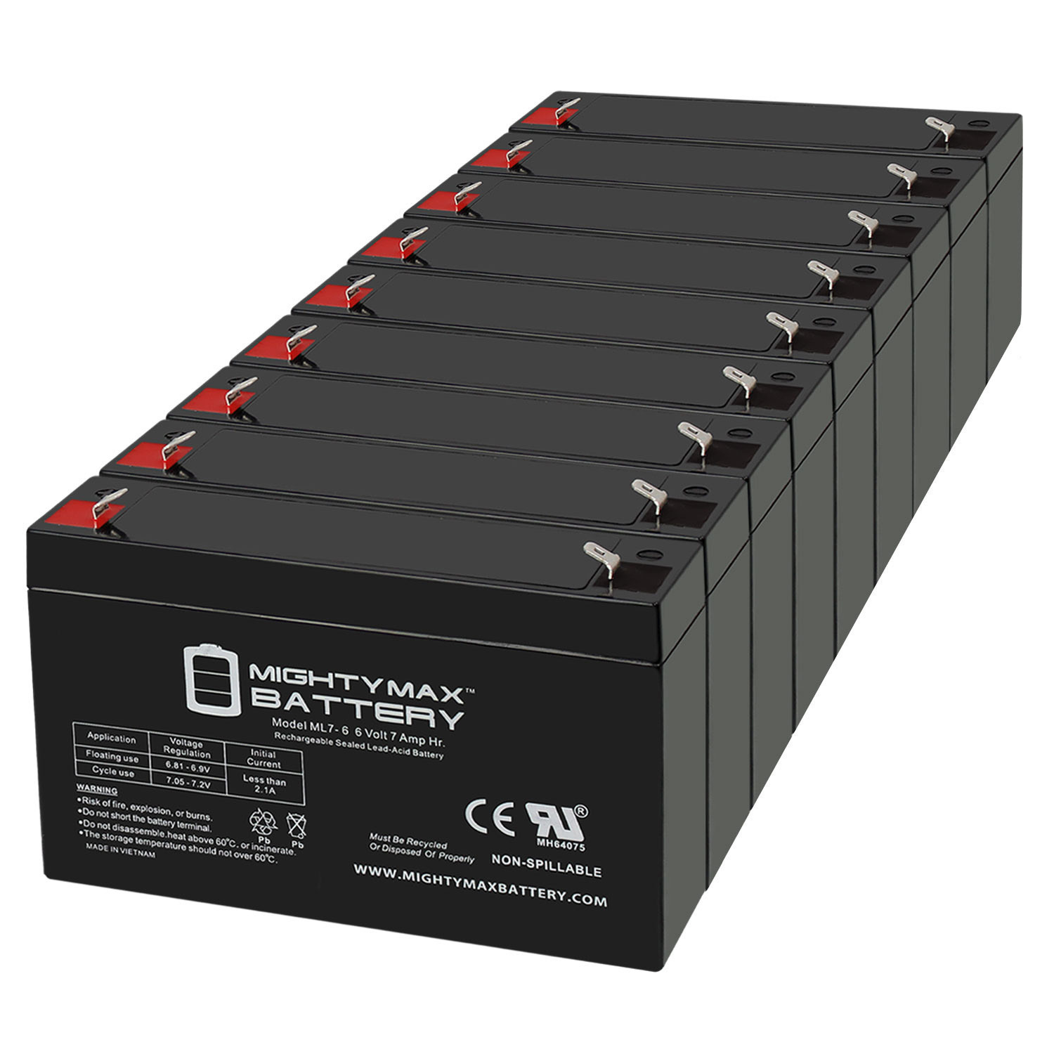 6V 7Ah SLA Replacement Battery for Scooter Motorsports - 9 Pack