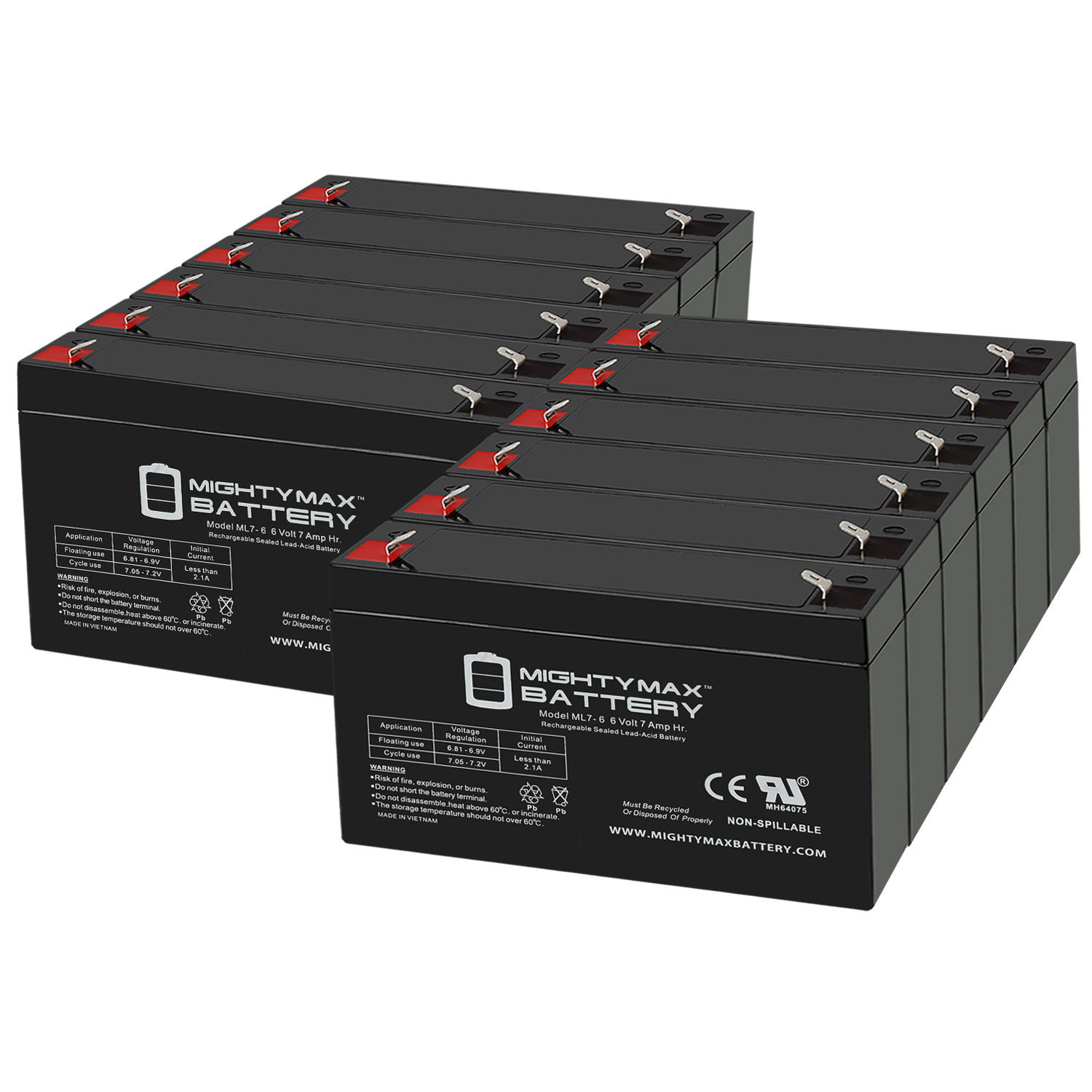 6V 7Ah SLA Replacement Battery for Scooter Motorsports - 12 Pack