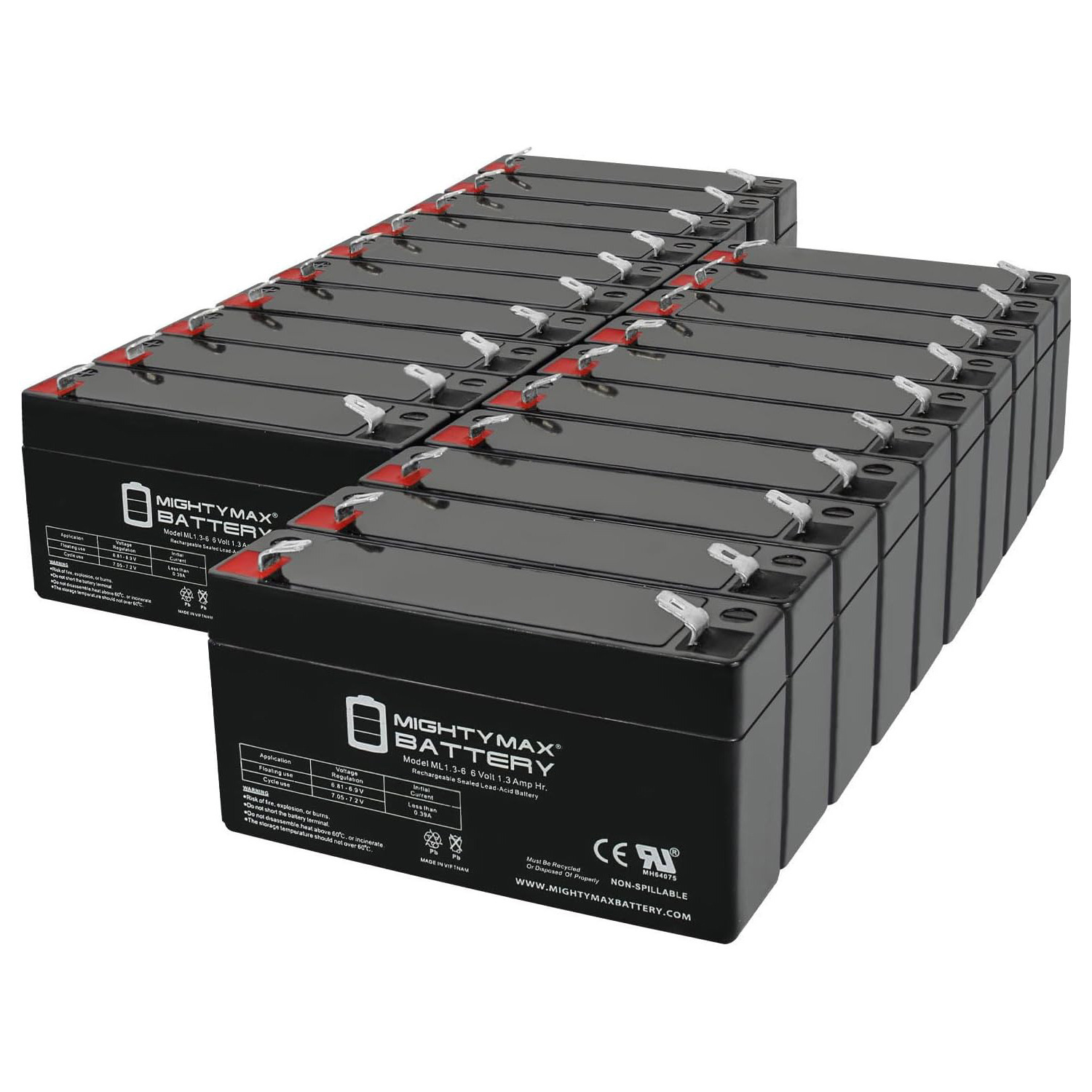 6V 1.3Ah SLA Replacement Battery Compatible with SunStone Power SPT6-1.3 - 20 Pack