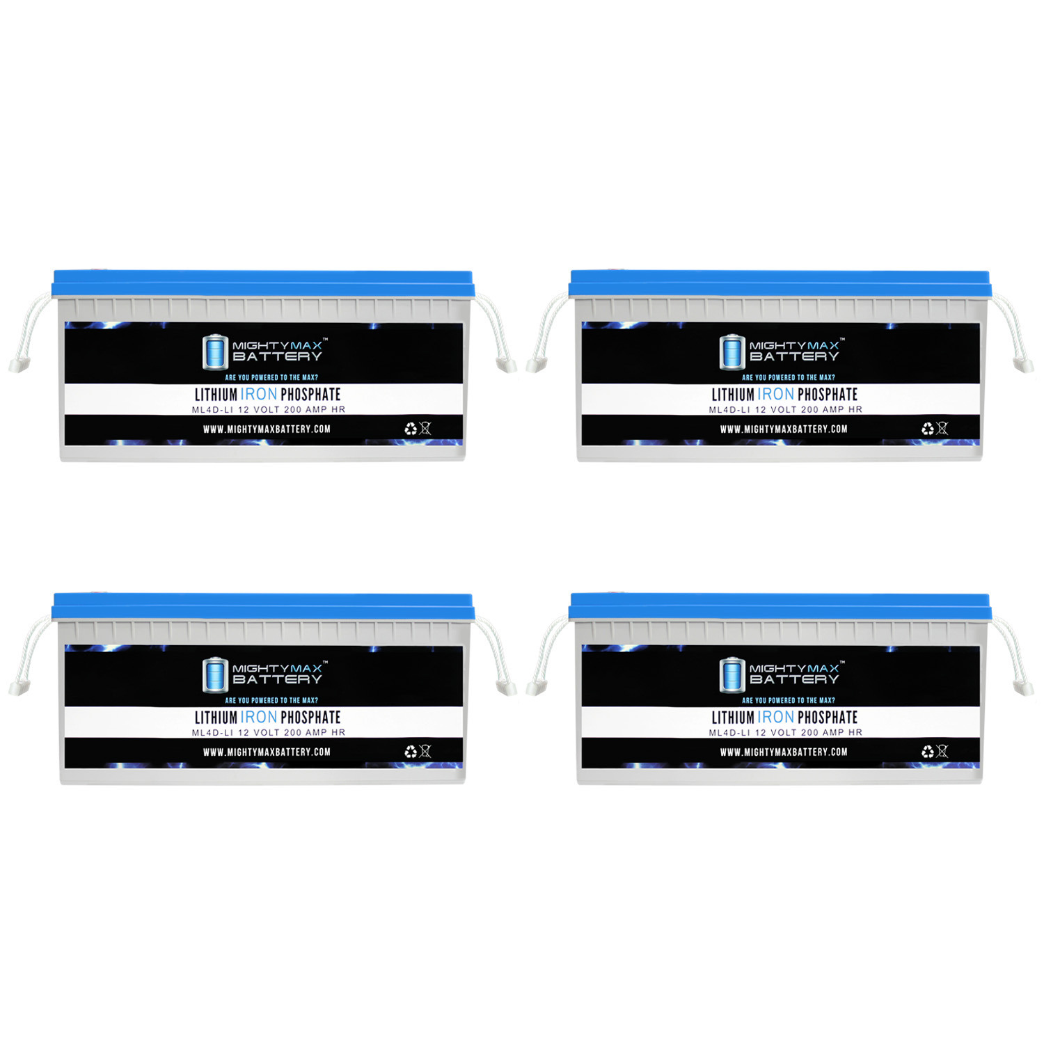 12V 200AH Lithium Replacement Battery Compatible with Terex Corp. Haulers - 4 Pack