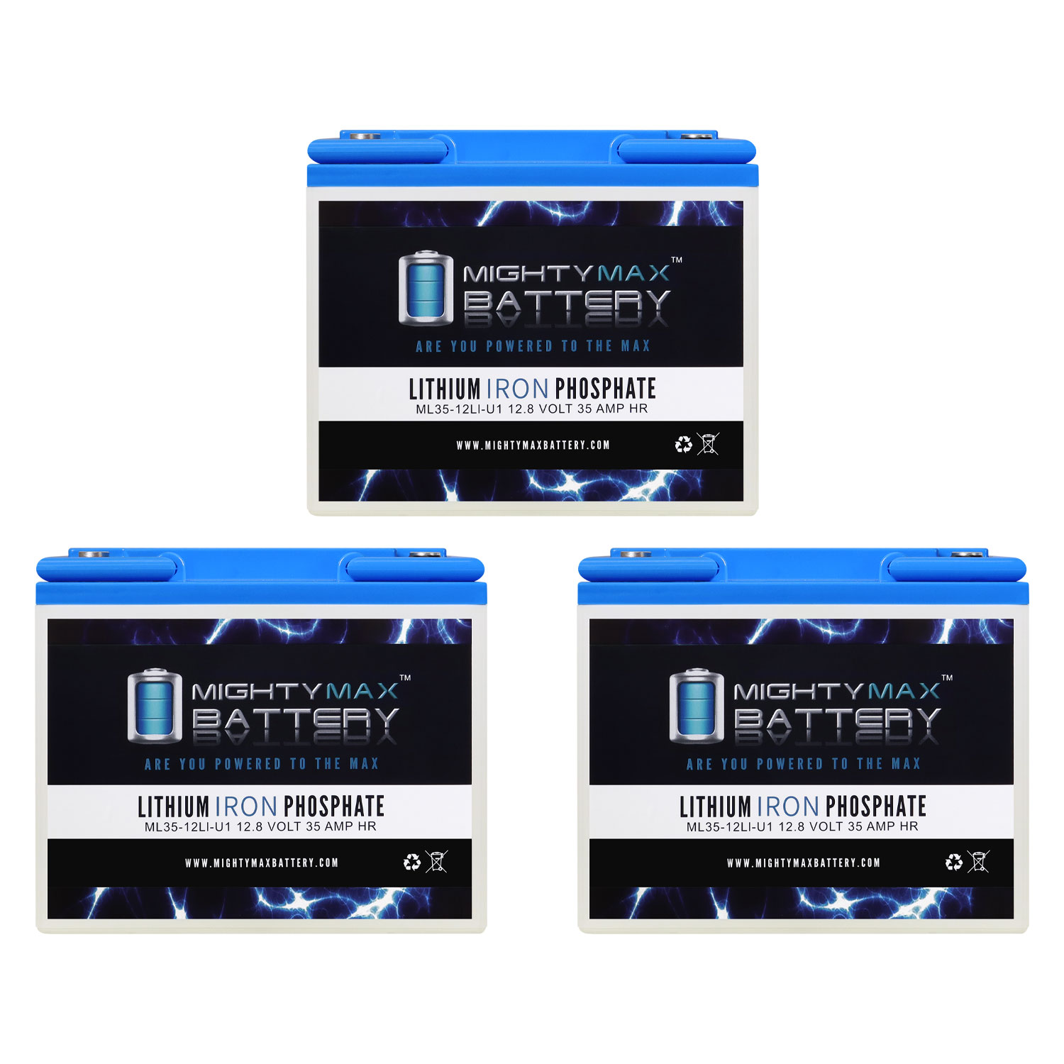 12V 35AH U1 Lithium Replacement Battery compatible with Scooter Pride Mobility Jazzy Select Wheelchair - 3 Pack