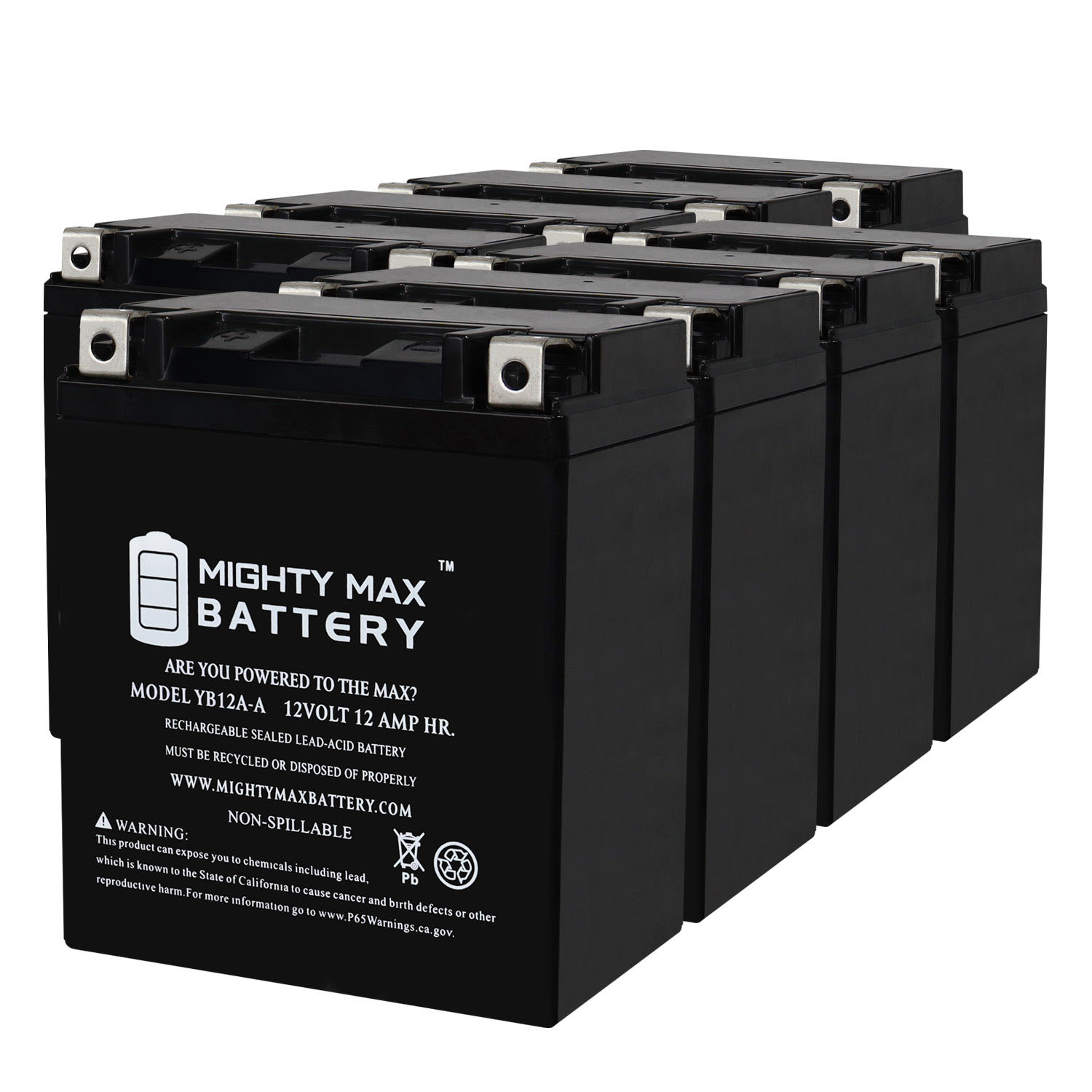 YB12A-A 12V 12AH Replacement Battery compatible with Yamaha Seca Turbo 650 81-83 - 8 Pack