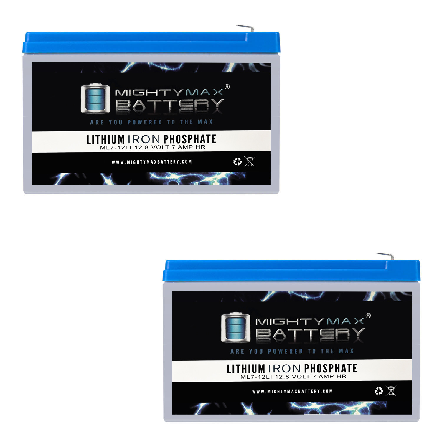 12V 7AH Lithium Replacement Battery Compatible with Panasonic LC-R127R2P - 2 Pack