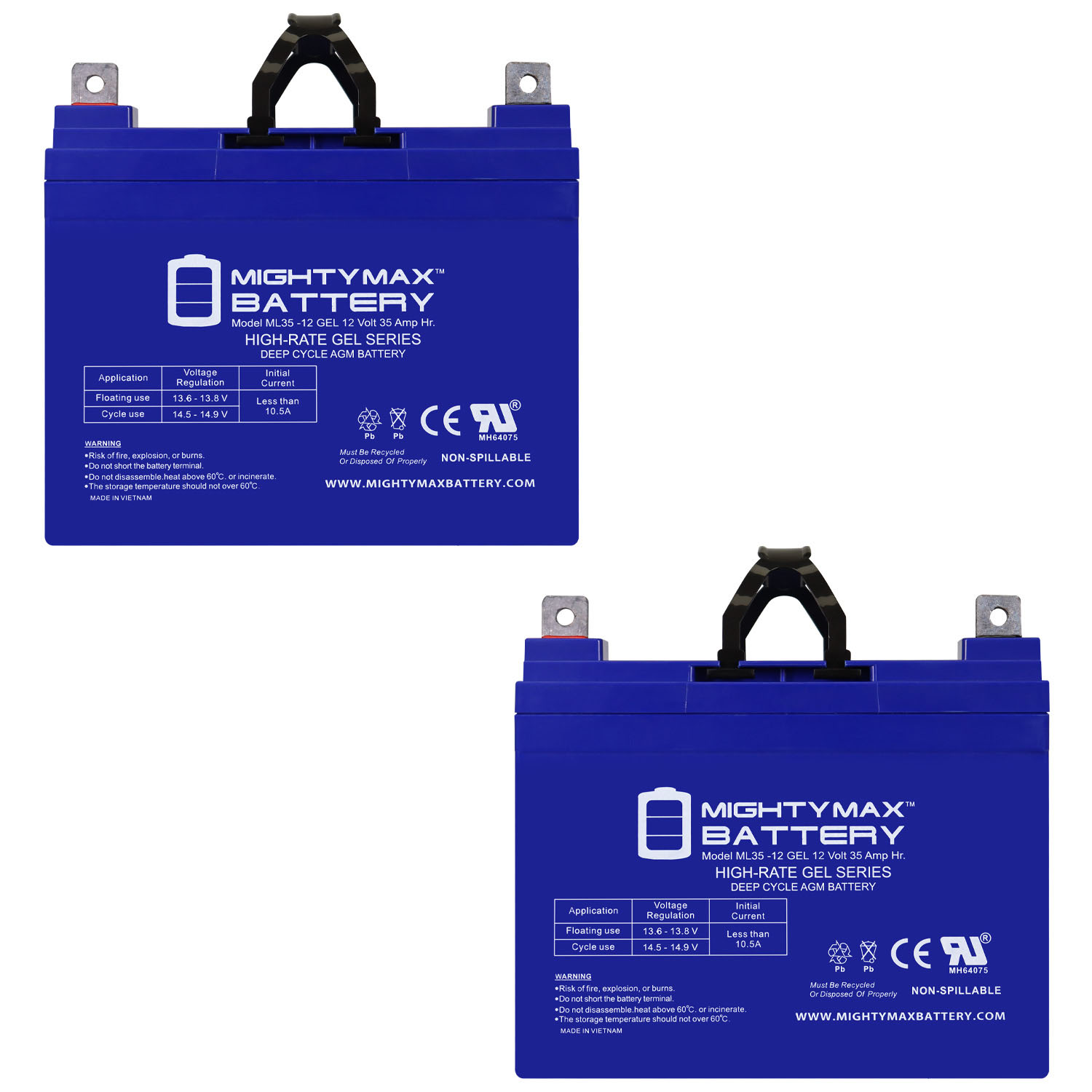 12V 35AH GEL NB Replacement Battery Compatible with Pride Mobility Revo Scooter Wheelchair - 2 Pack