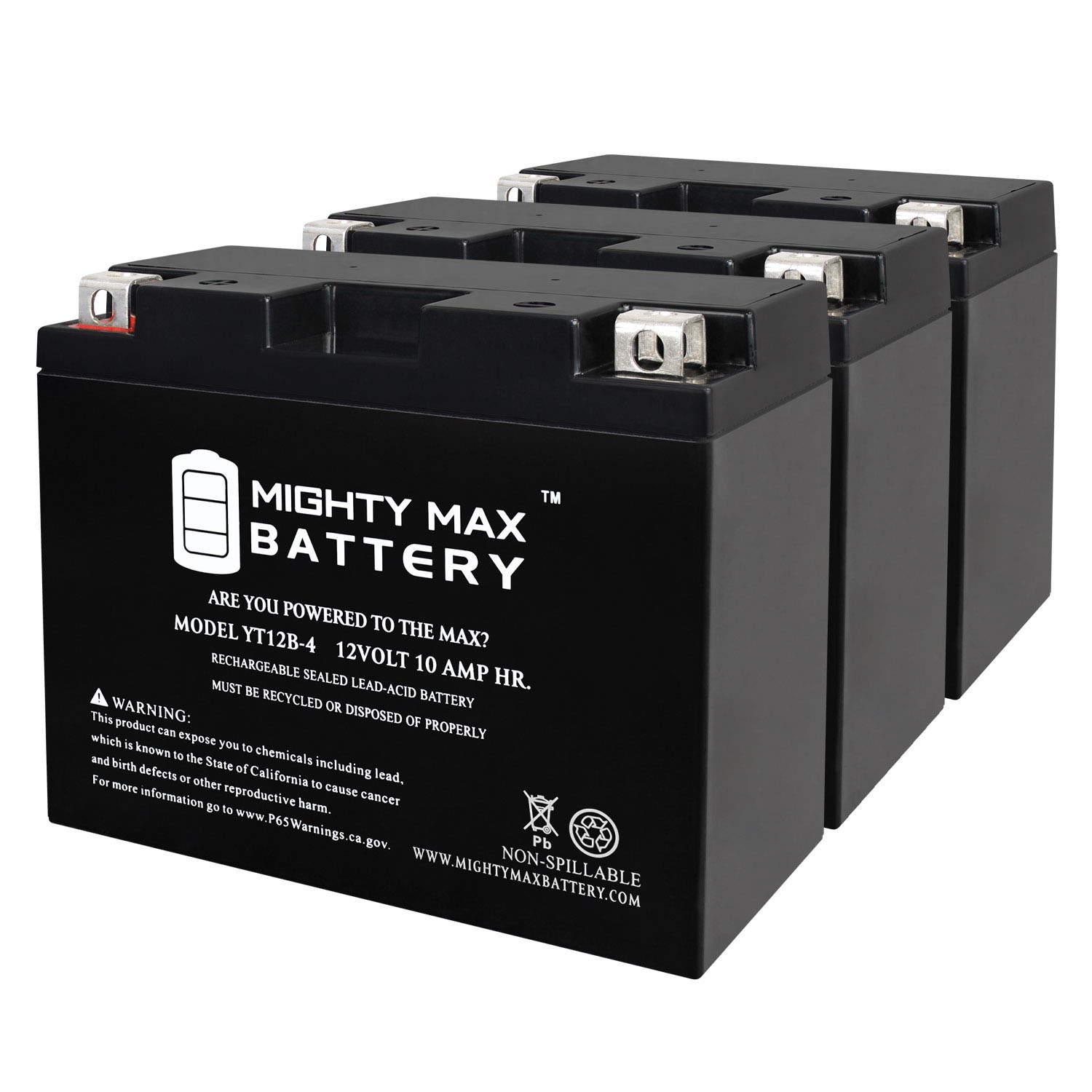 YT12B-4 12V 10Ah SLA Replacement Battery Compatible with Ducati 1200 Diavel Strada ABS 13-14 - 3 Pack