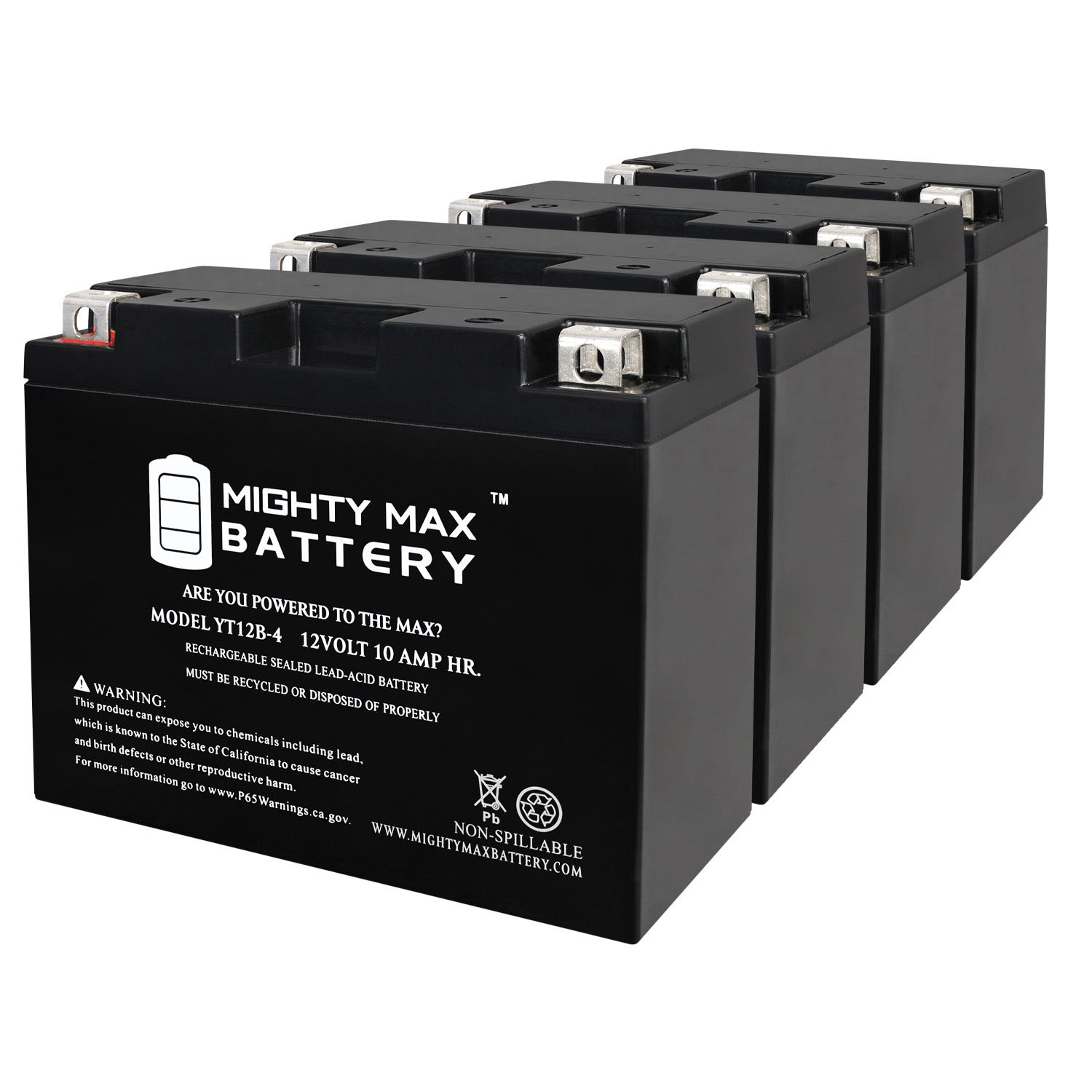 YT12B-4 12V 10Ah SLA Replacement Battery Compatible with Ducati 939 Hypermotard SP ABS 17-18 - 4 Pack