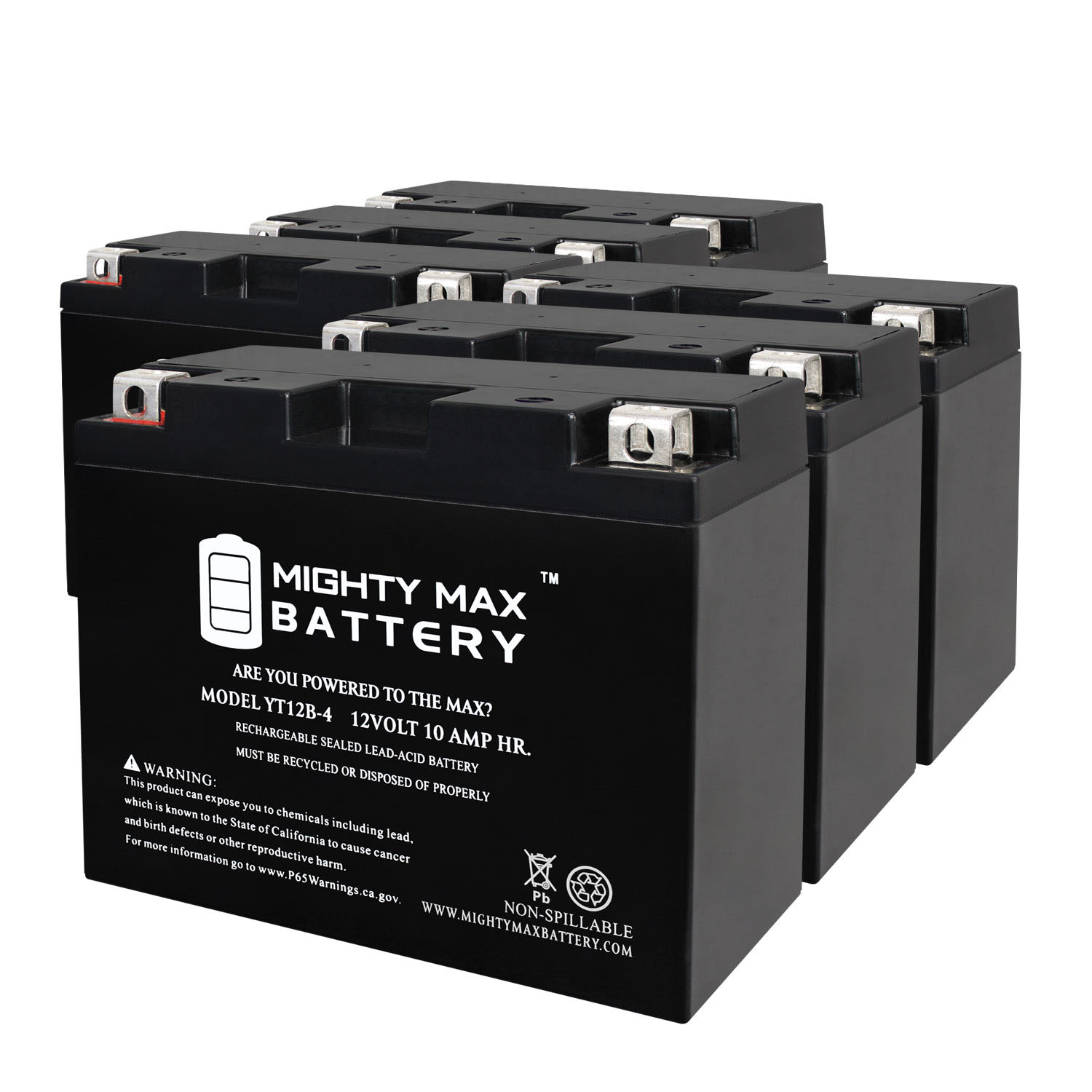 YT12B-4 12V 10Ah SLA Replacement Battery Compatible with Ducati 1200 Diavel Strada ABS 13-14 - 6 Pack