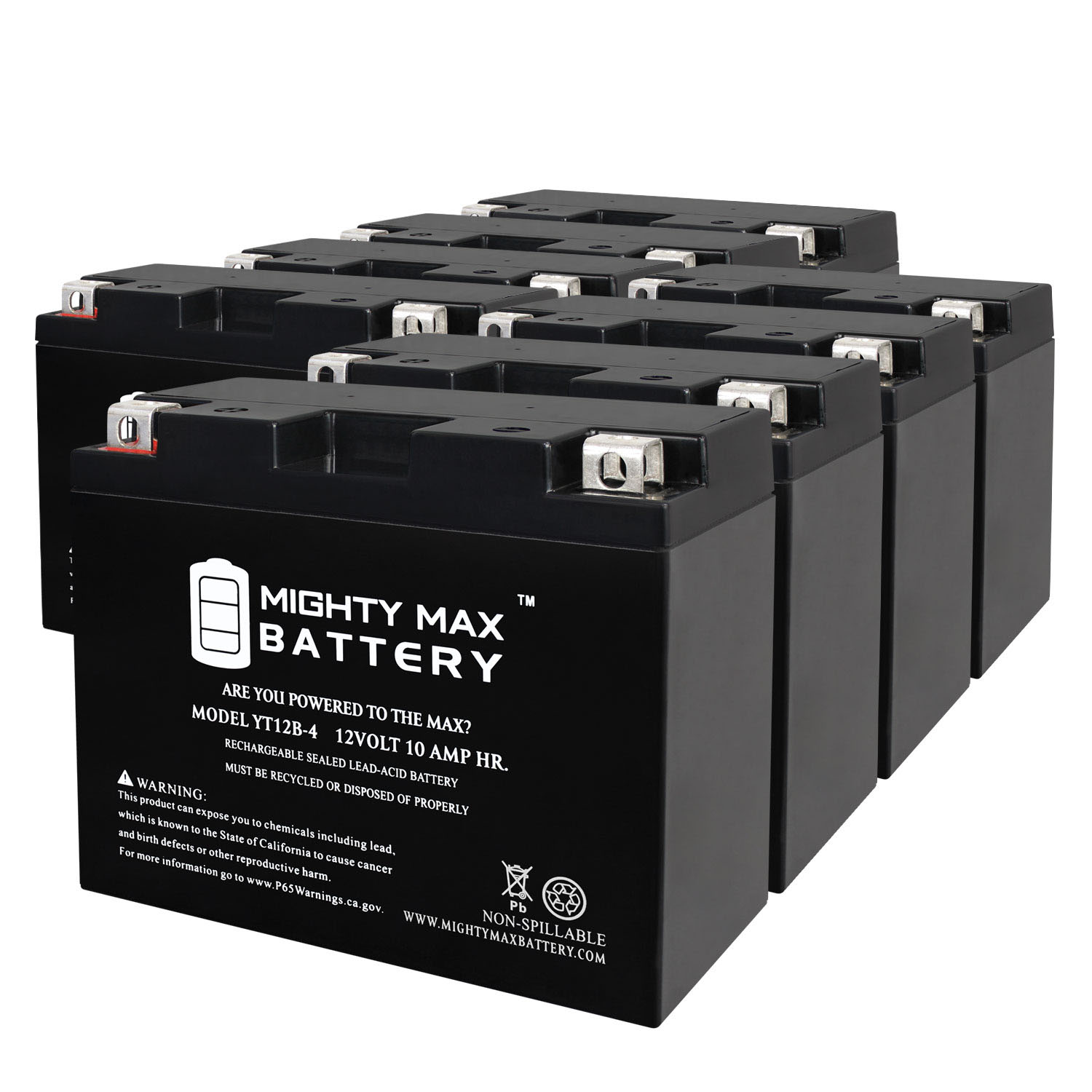 YT12B-4 12V 10Ah SLA Replacement Battery Compatible with Ducati 1200 Diavel Strada ABS 13-14 - 8 Pack