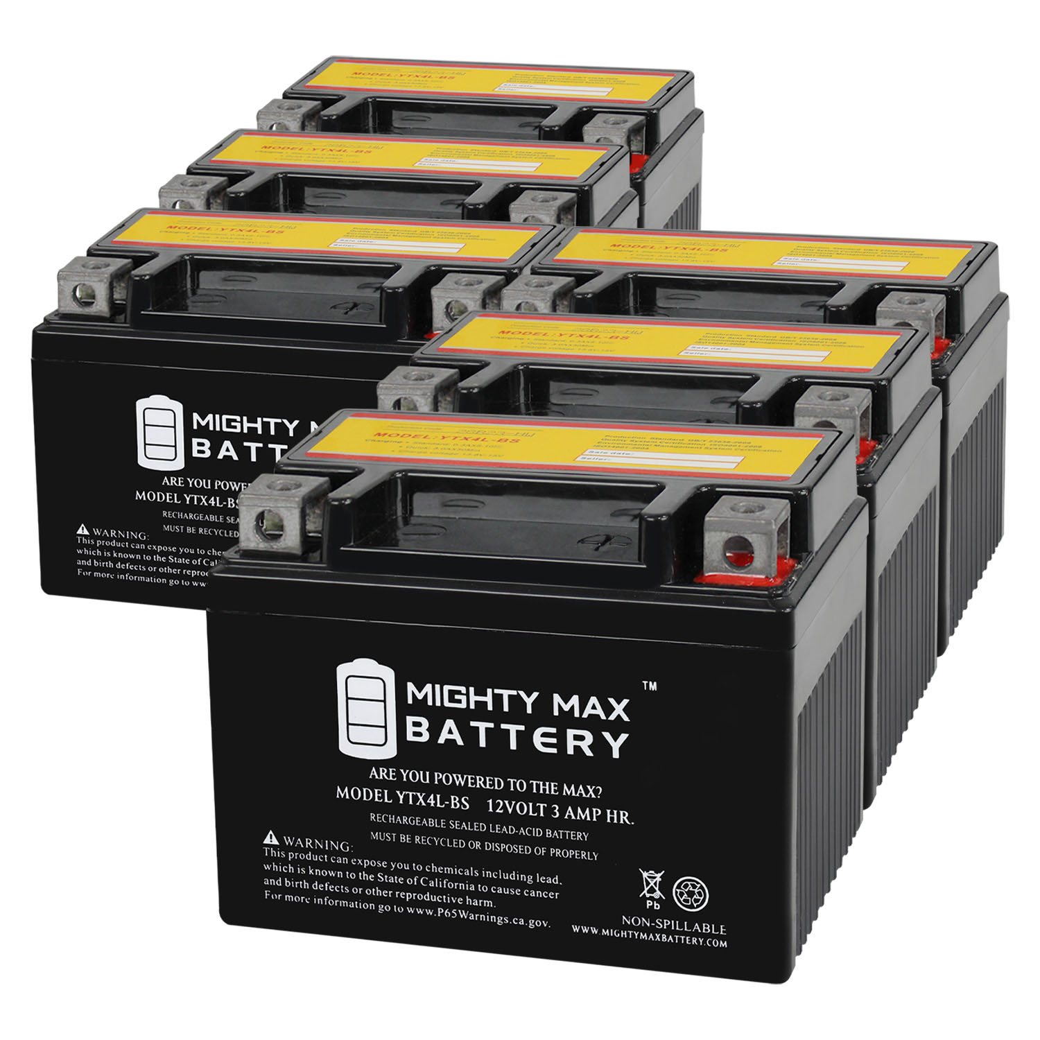 YTX4L-BS SLA Replacement Battery Compatible with IP Power IPX4L-BS - 6 Pack